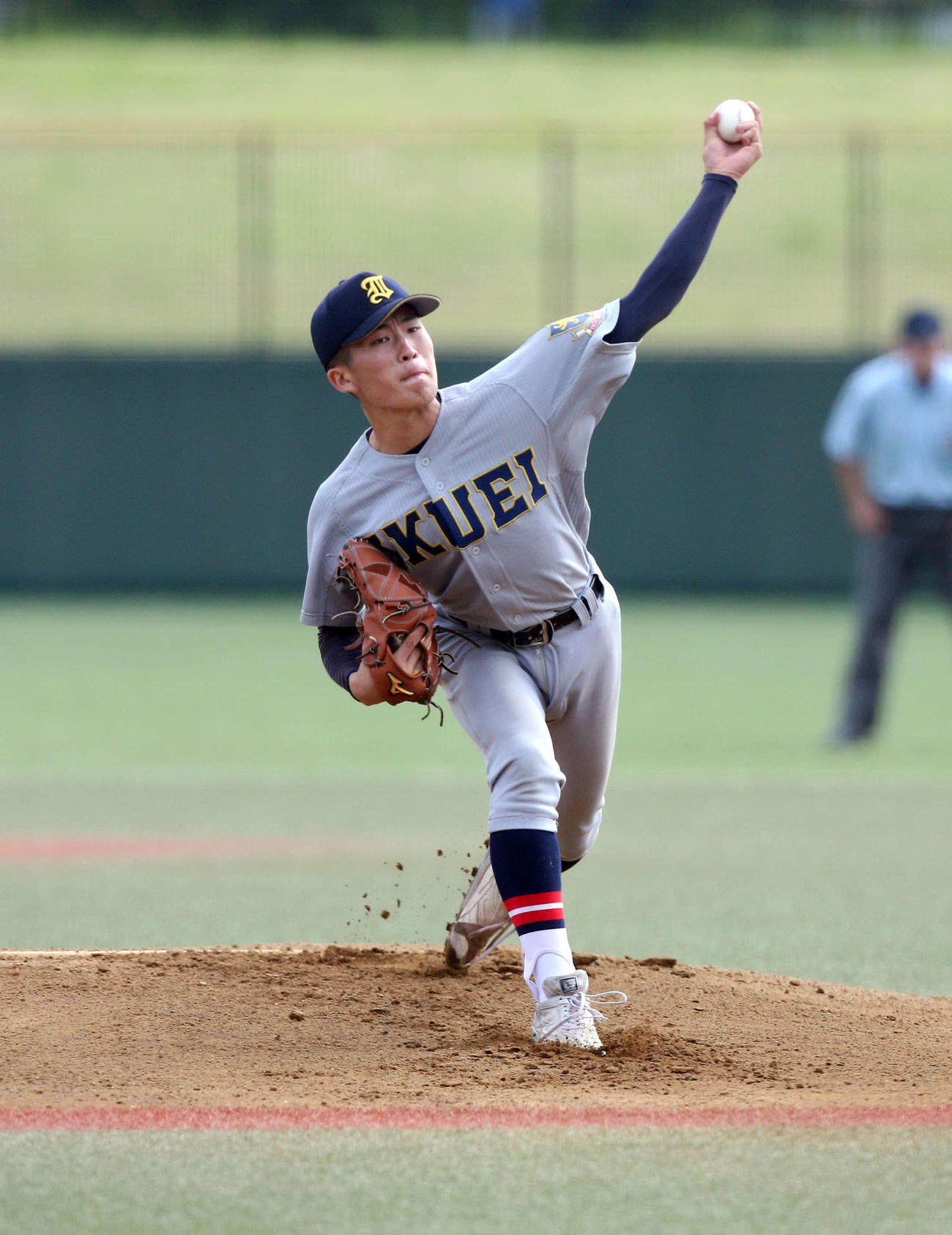 古川学園対仙台育英　先発の仙台育英・吉川（撮影・木村有優）