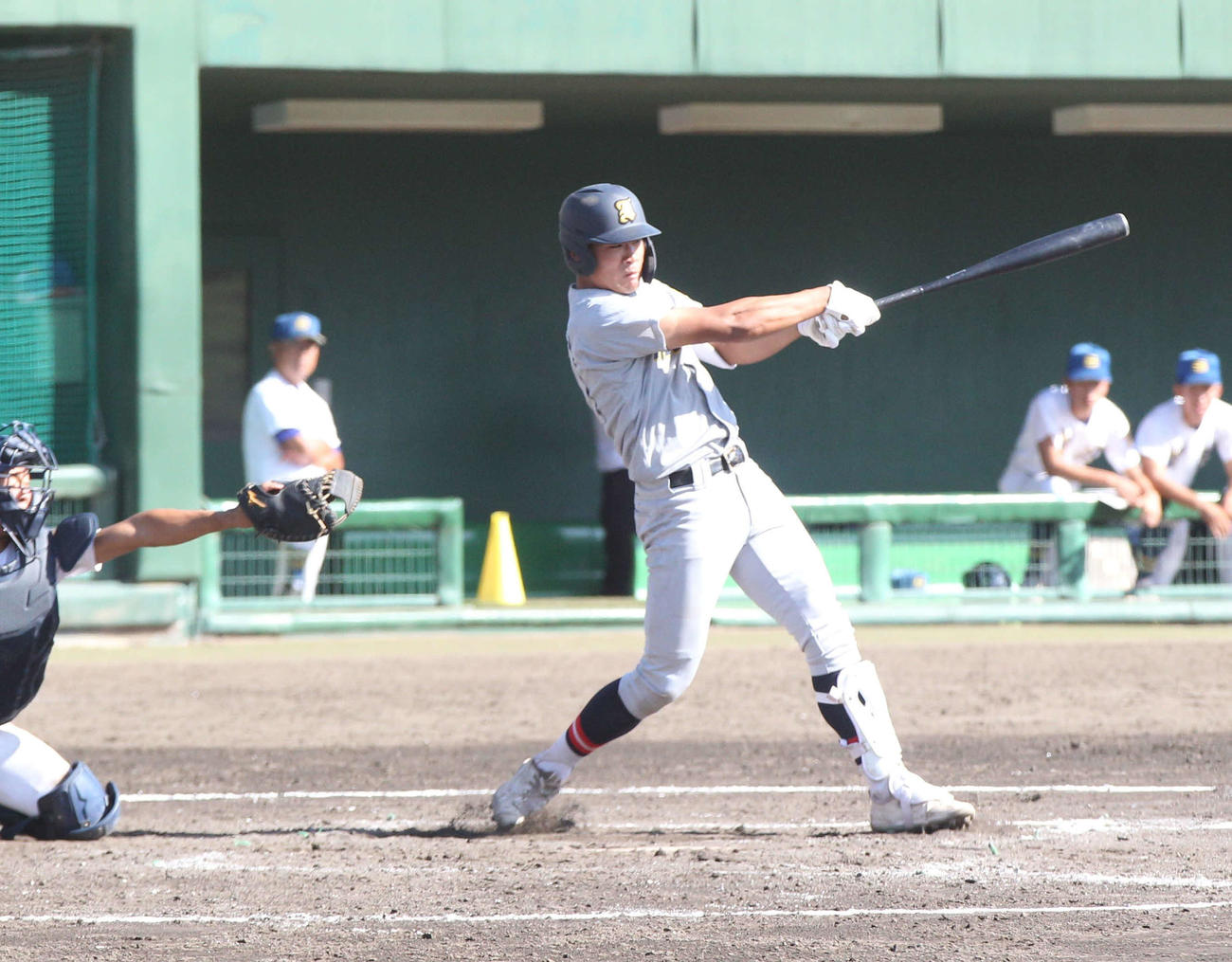 本塁打を放った仙台育英・高田（撮影・高橋香奈）