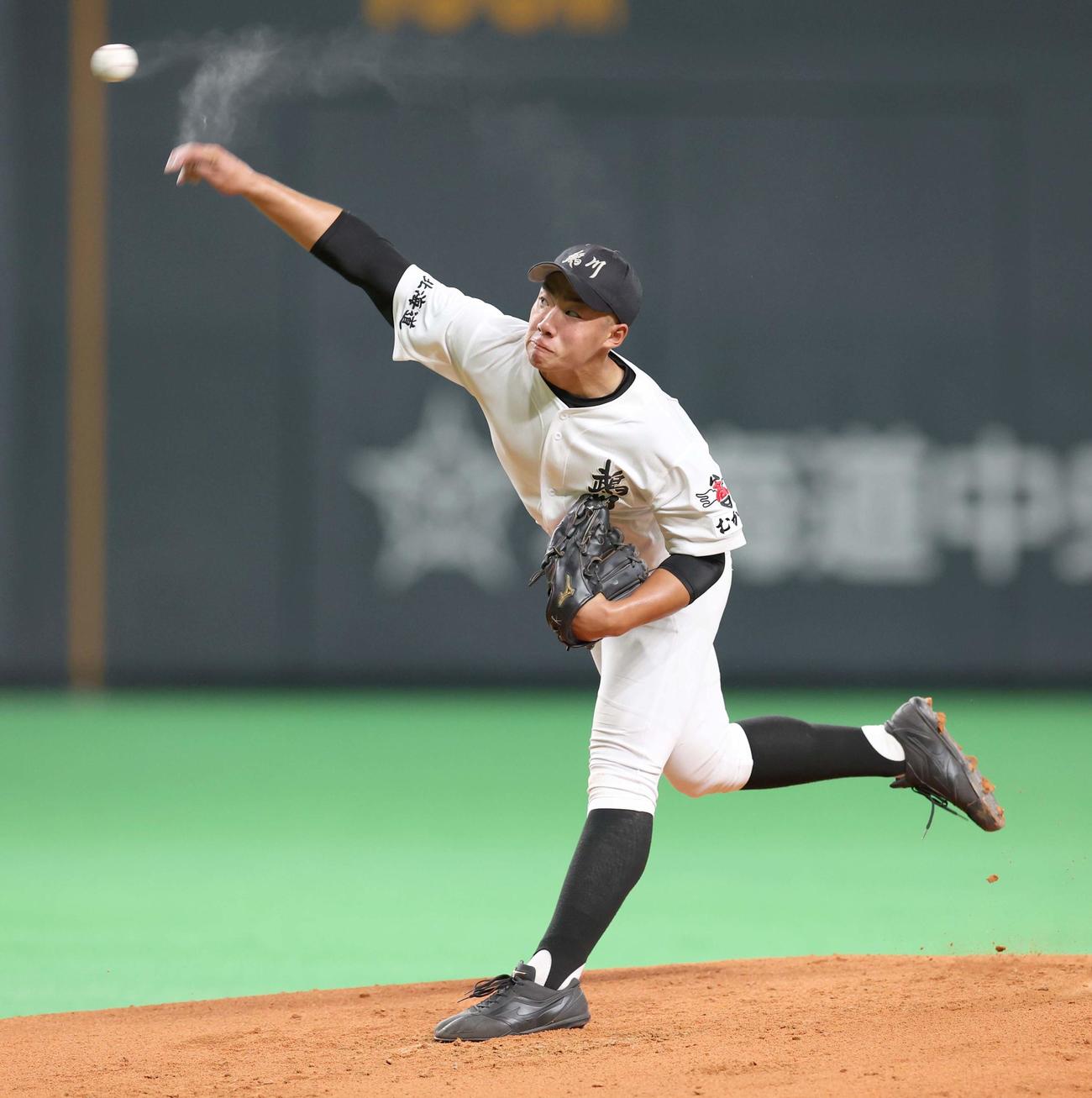 鵡川対東海大札幌　鵡川先発の三浦（撮影・黒川智章）
