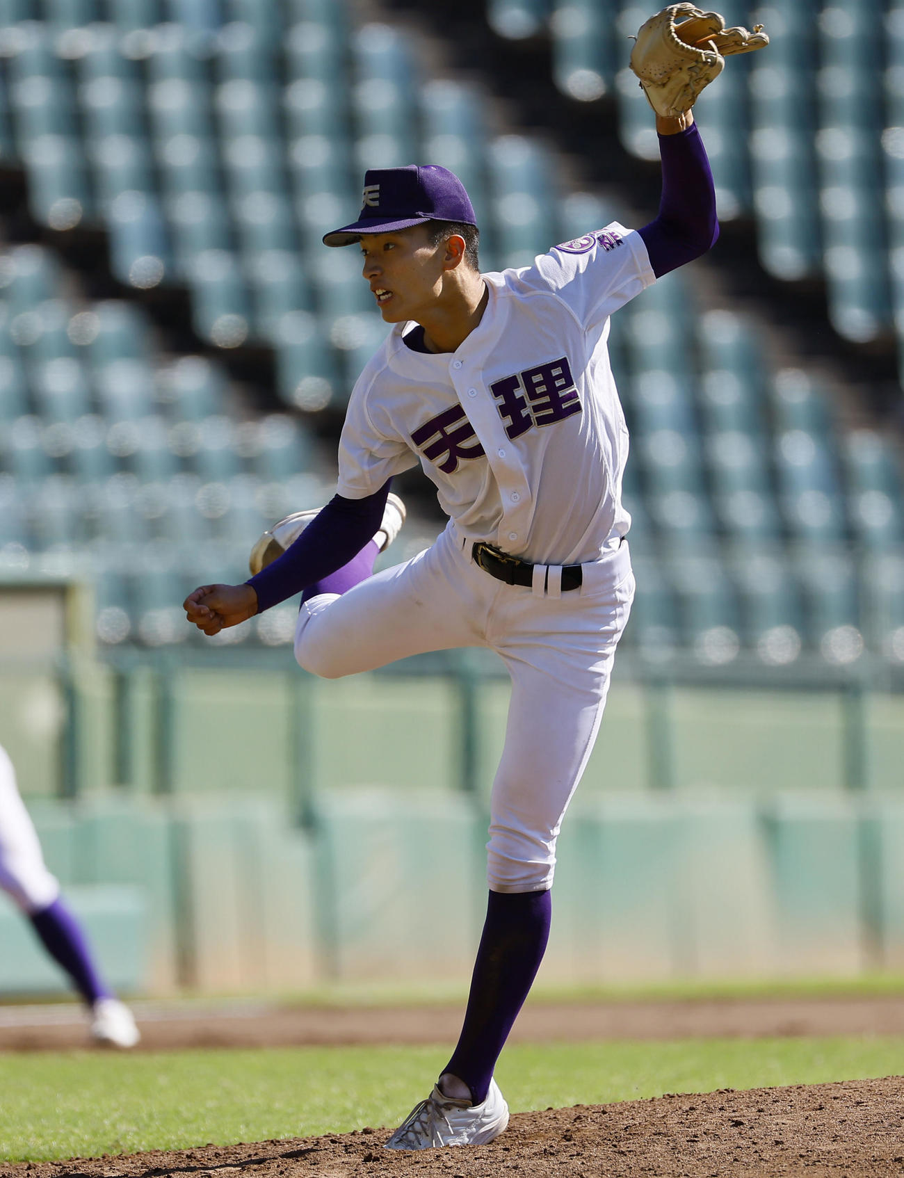 天理対和歌山東　9回途中、1失点の好投を見せた天理・下坊（撮影・藤尾明華）