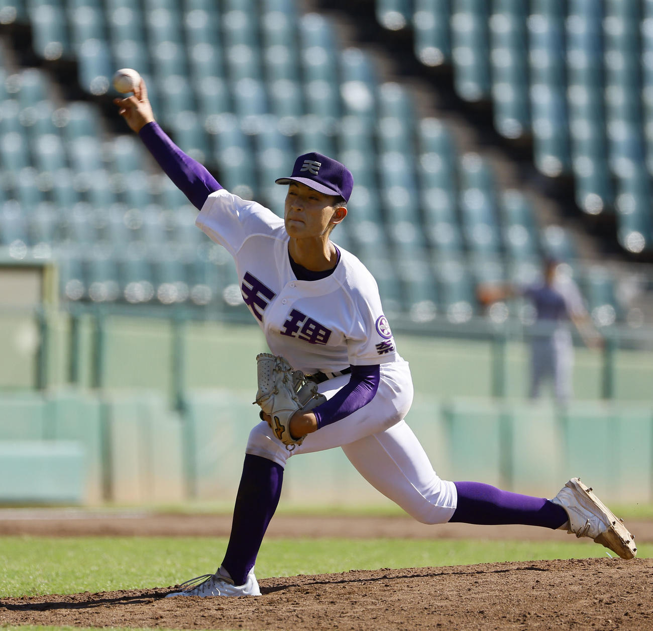 天理対和歌山東　9回途中、1失点の好投を見せた天理・下坊（撮影・藤尾明華）