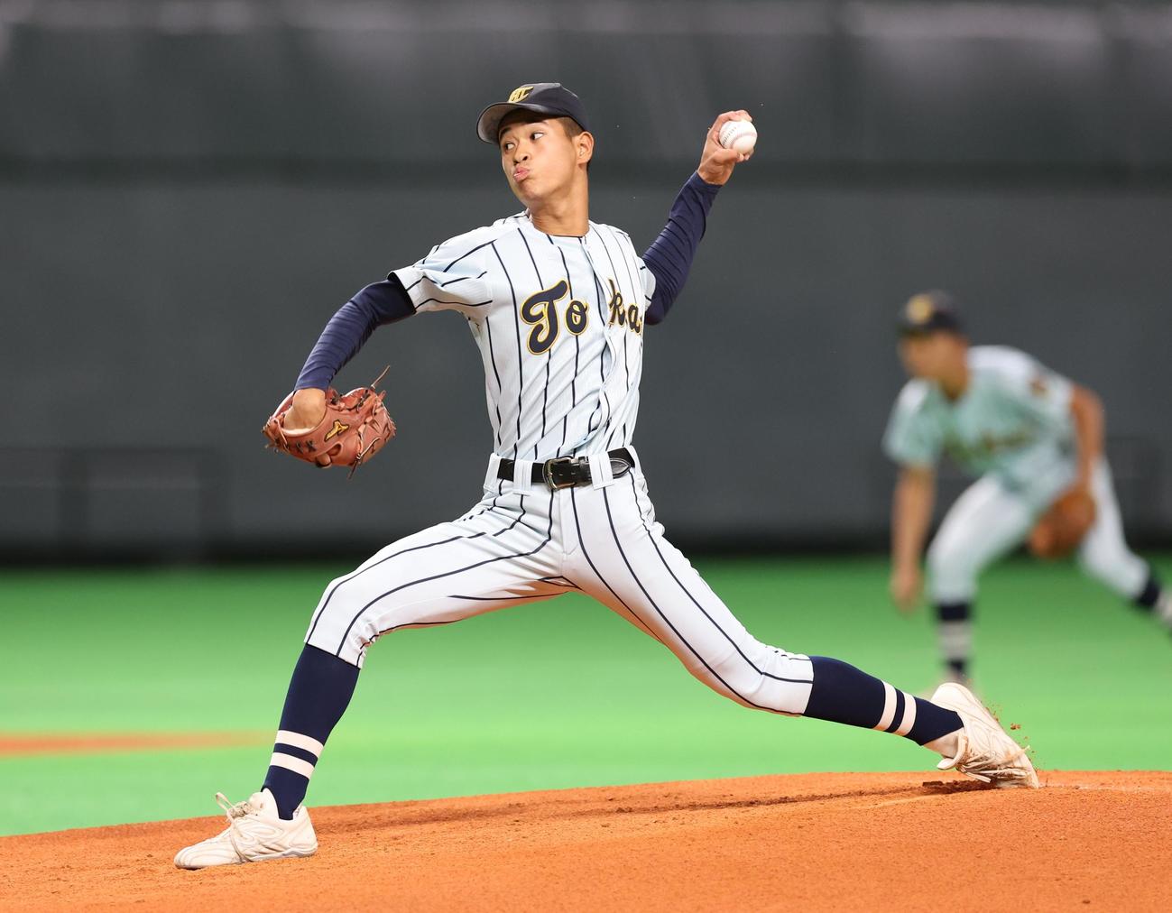 北海対東海大札幌　東海大札幌先発の矢吹（撮影・黒川智章）
