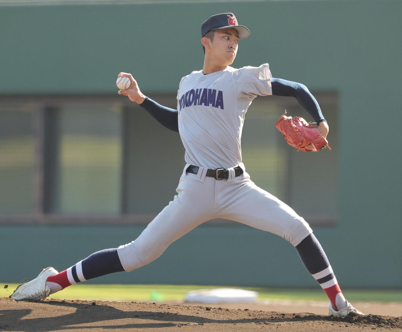 健大高崎対横浜　横浜先発の織田（撮影・野上伸悟）