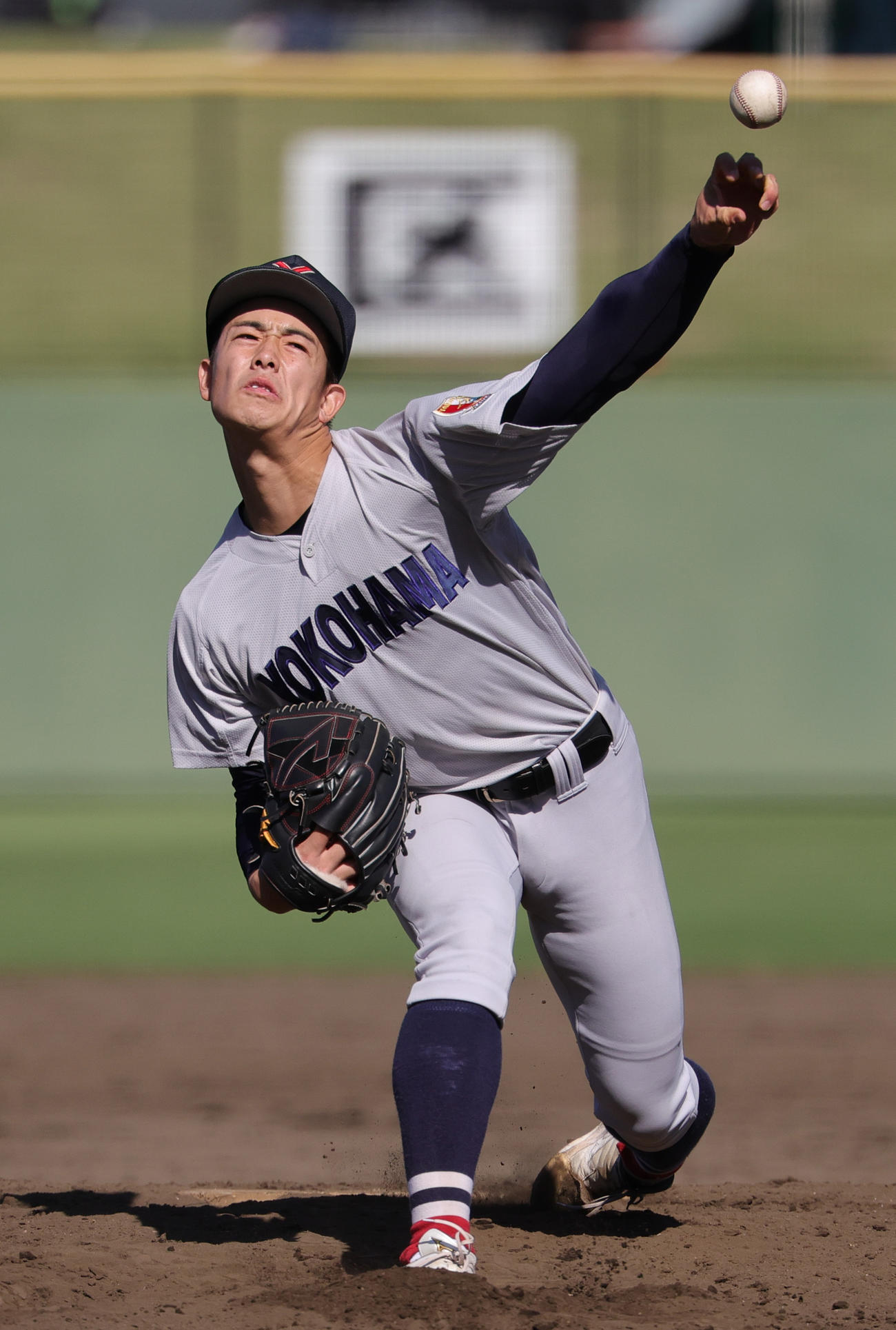 健大高崎対横浜　力投する横浜・奥村頼（撮影・野上伸悟）