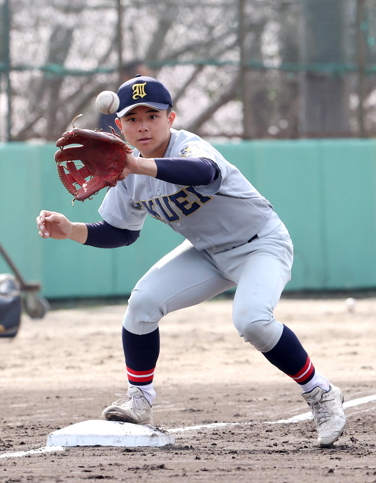 U18日本代表候補強化合宿　練習に励む仙台育英・湯浅桜翼（2024年4月6日撮影）
