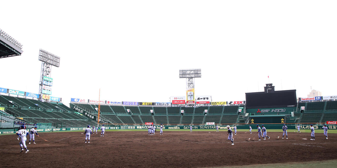 甲子園練習を行ったエナジックスポーツナイン（撮影・加藤哉）