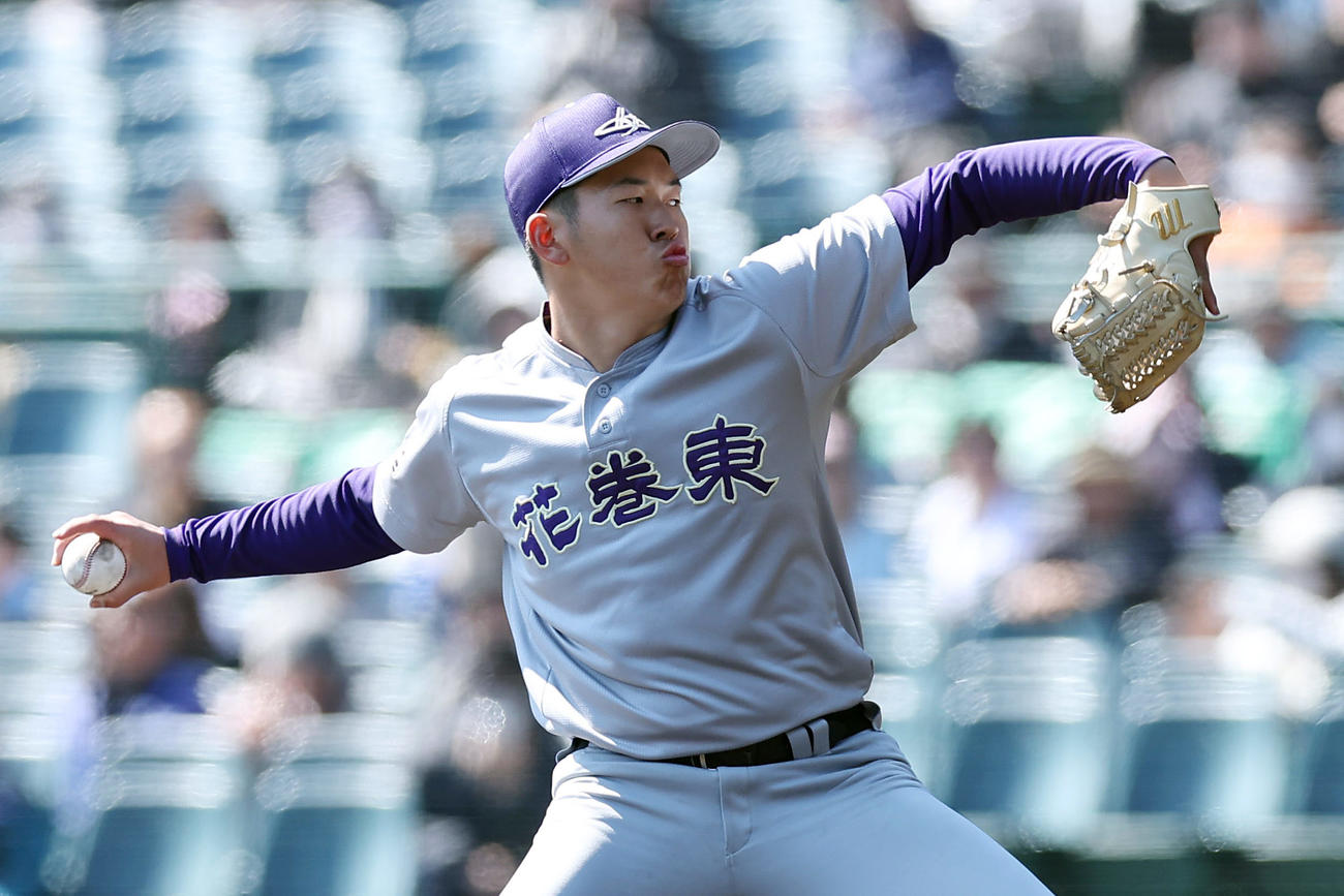 米子松蔭対花巻東　花巻東先発の金野（撮影・前田充）
