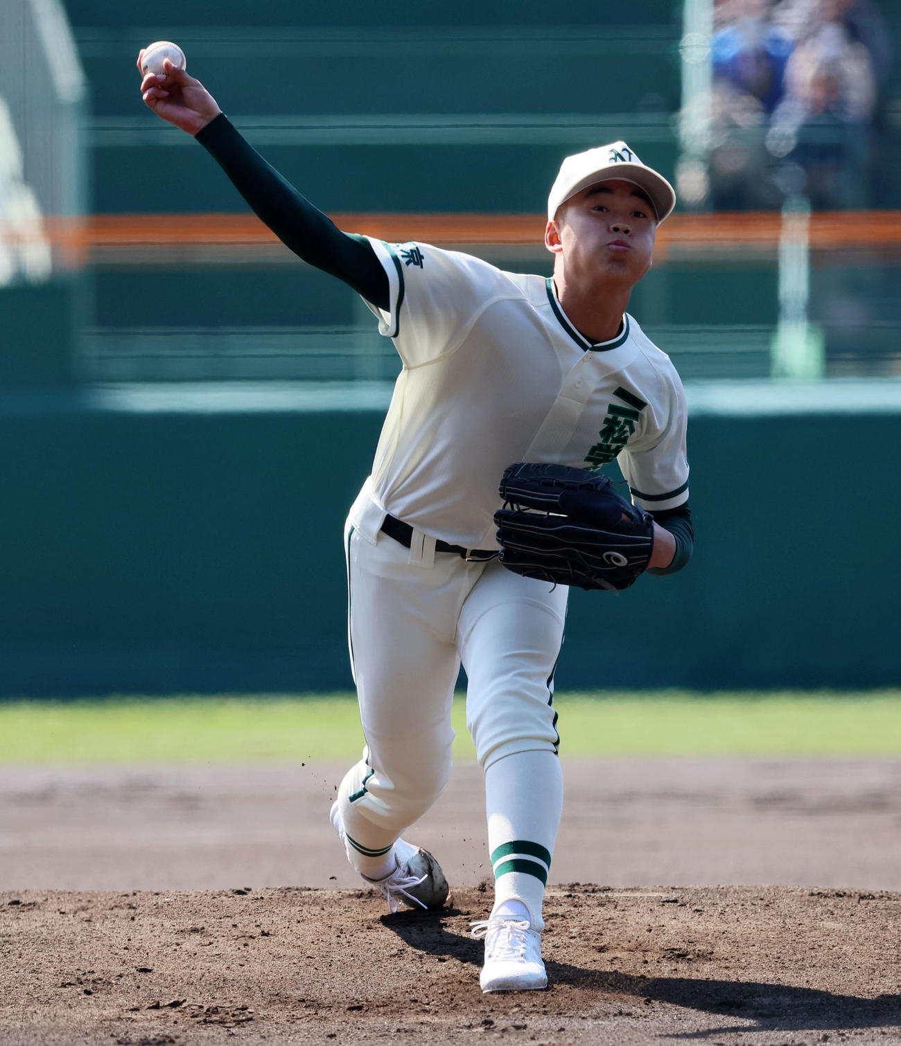 柳ヶ浦対二松学舎大付　柳ヶ浦戦に先発する河内紬（撮影・加藤哉）