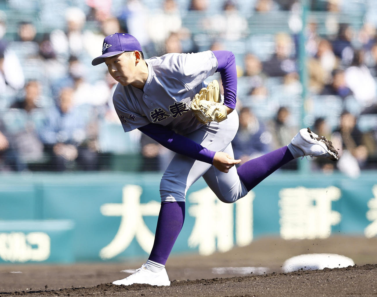 米子松蔭対花巻東　花巻東先発の金野（撮影・藤尾明華）