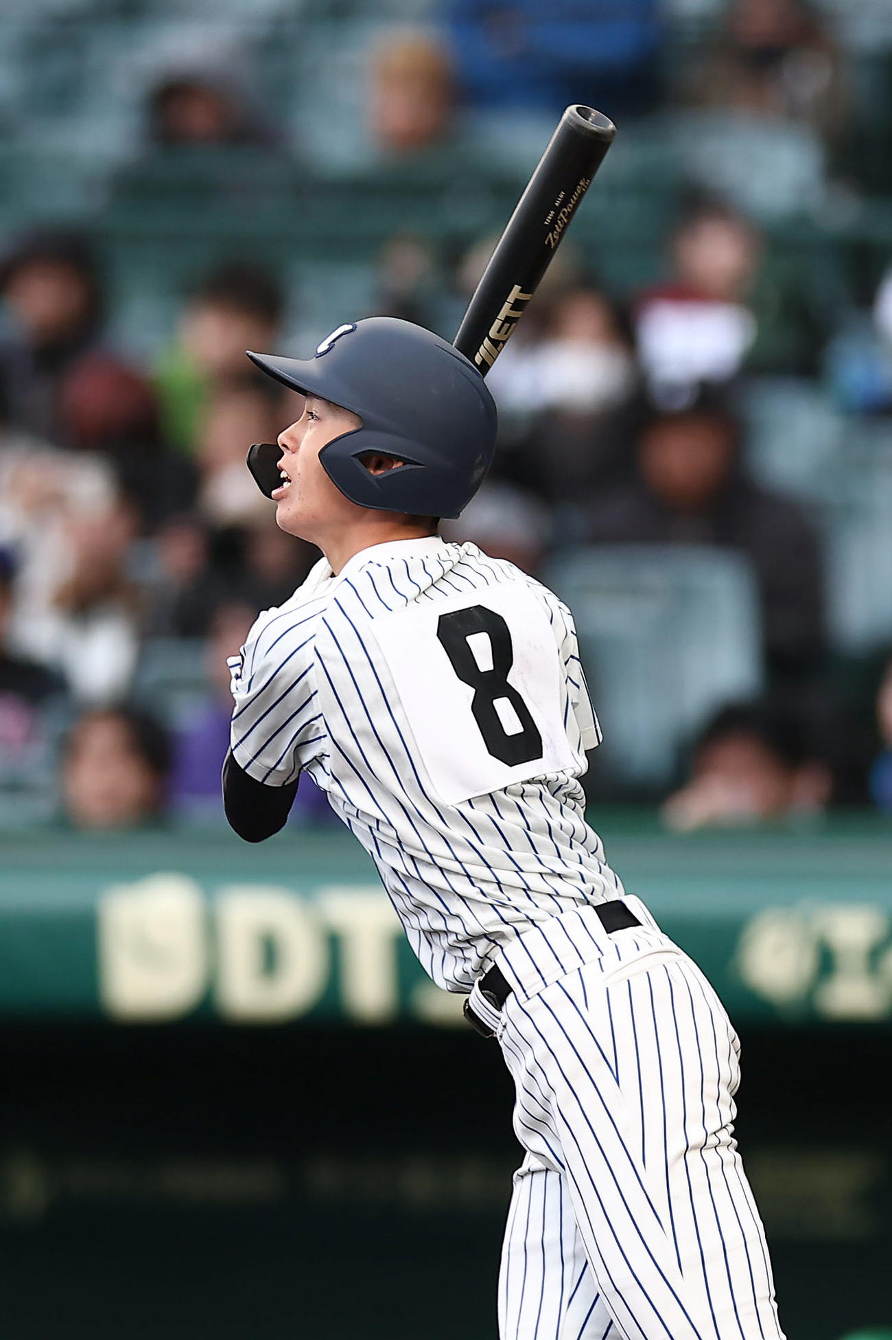 健大高崎対明徳義塾　5回裏明徳義塾2死二塁、同点の右越え適時三塁打を放つ藤森（撮影・前田充）