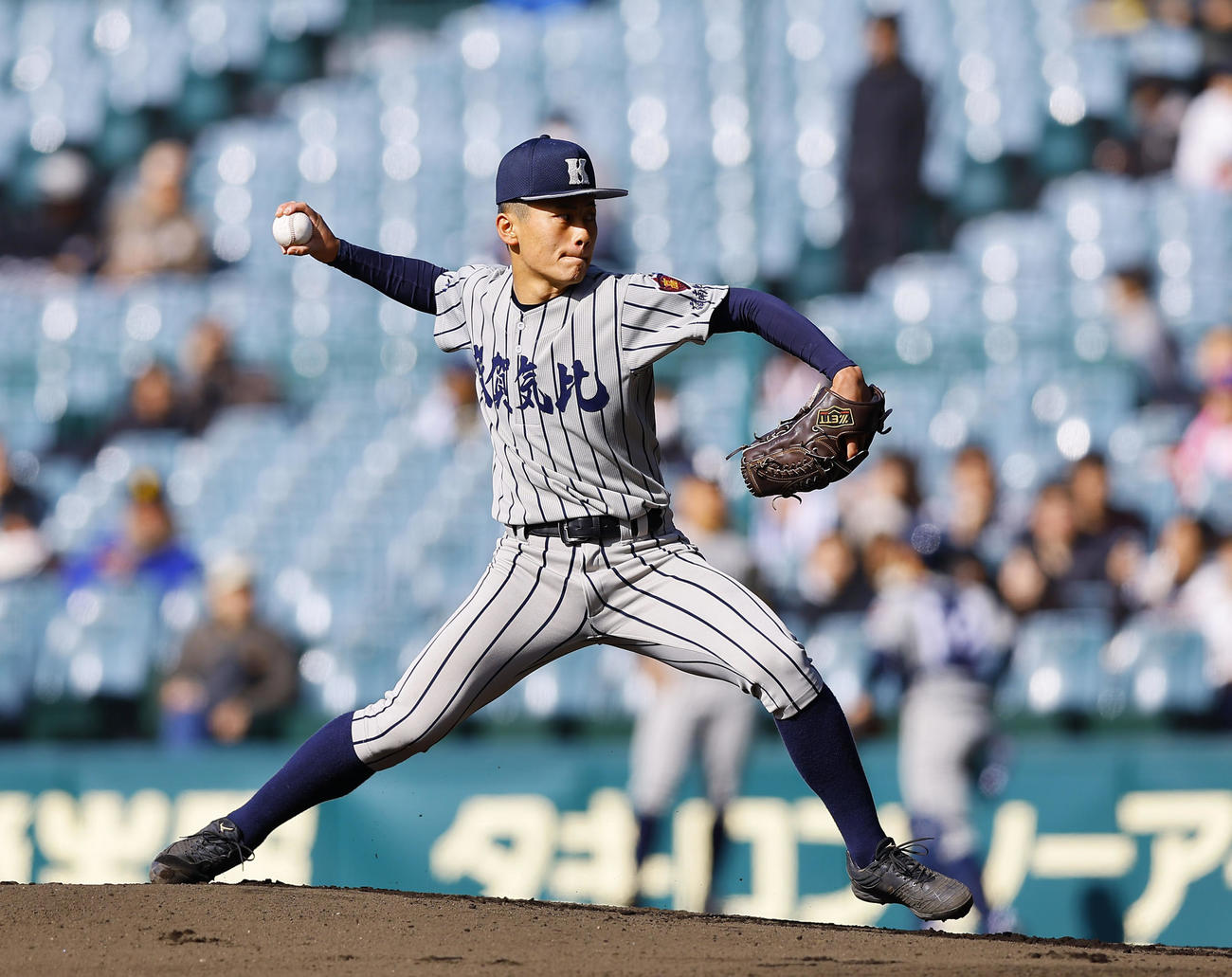 滋賀短大付対敦賀気比　敦賀気比先発の五十子（撮影・藤尾明華）