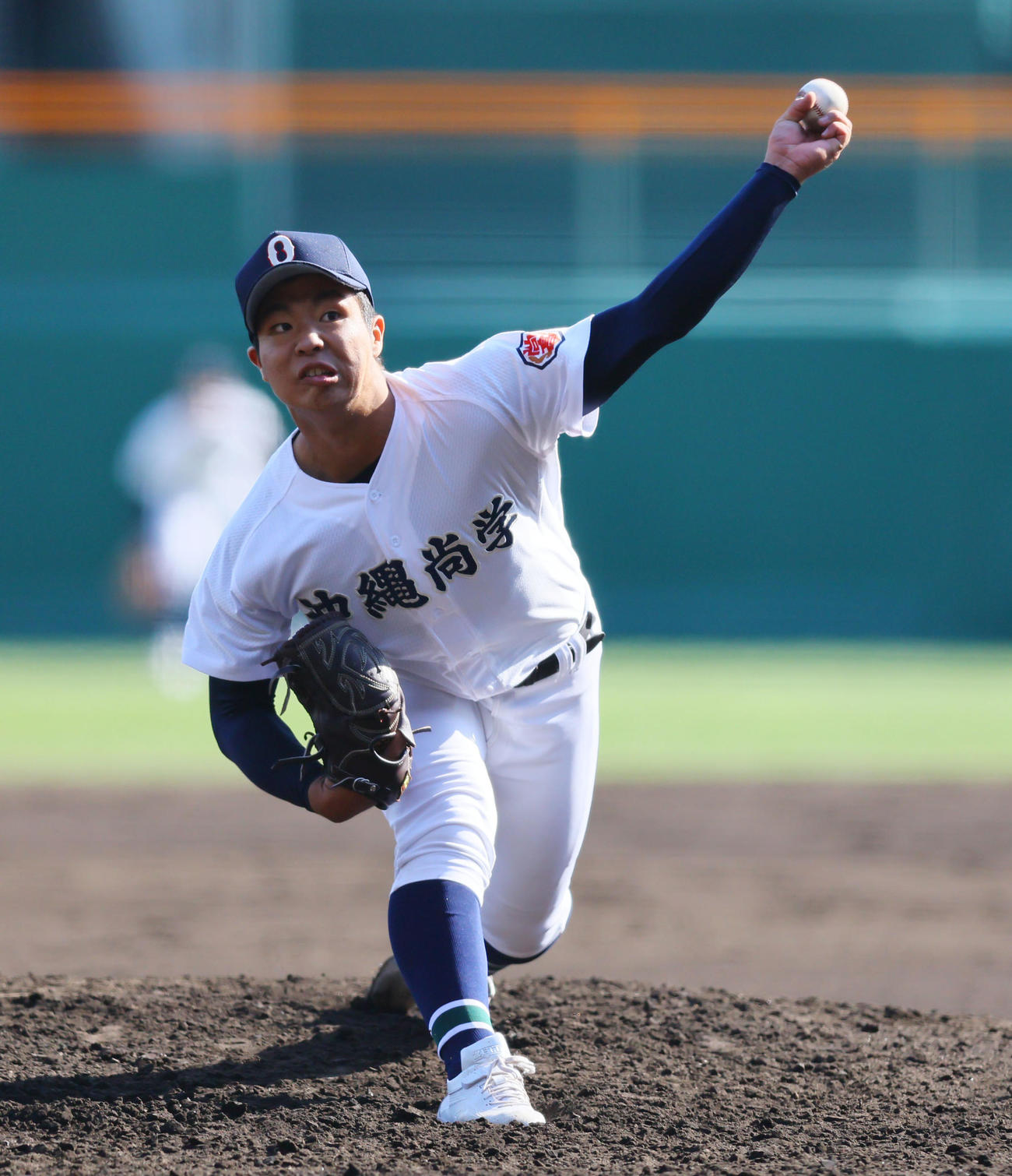 青森山田対沖縄尚学　沖縄尚学先発の末吉（撮影・藤尾明華）