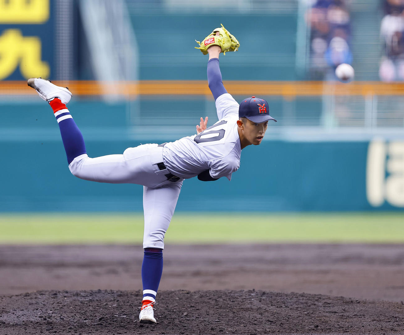 横浜対市和歌山　横浜先発の織田（撮影・藤尾明華）