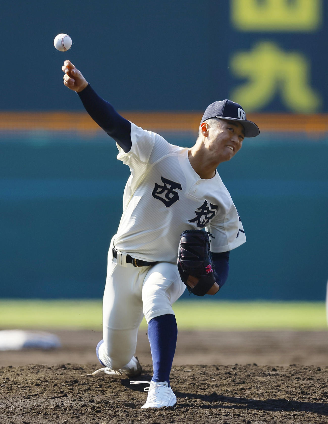 大垣日大対西本短大付　西本短大付先発の中野（撮影・藤尾明華）