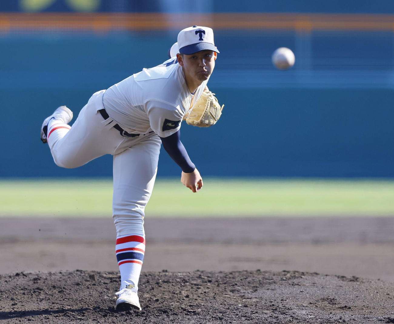 東洋大姫路対壱岐　東洋大姫路先発の阪下（撮影・藤尾明華）