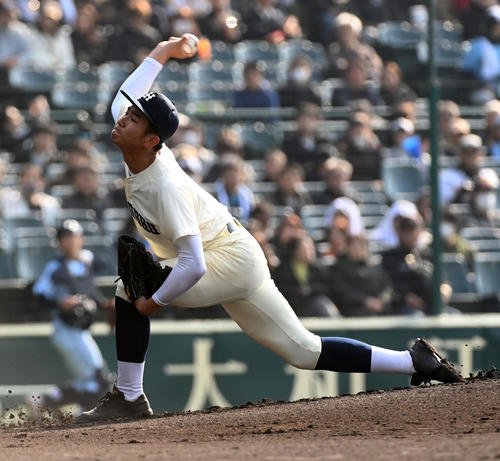 広島商対横浜清陵　広島商先発の大宗（撮影・前岡正明）