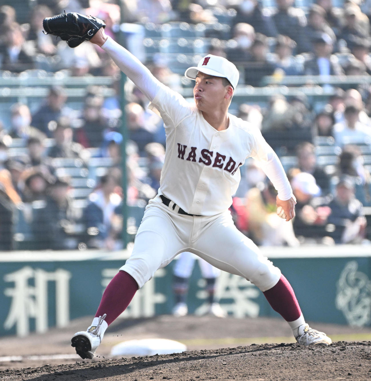 早稲田実対高松商　早稻田実先発の中村心大（撮影・石井愛子）