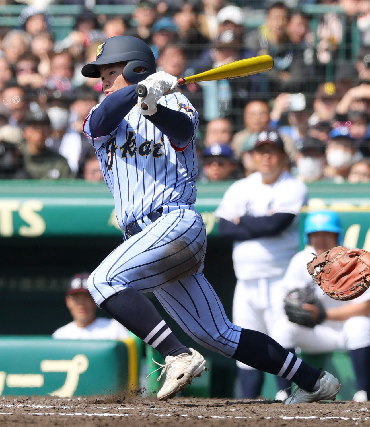東海大札幌対日本航空石川　9回表東海大札幌2死一、二塁、太田勝馬は同点の左前適時打を放つ（撮影・上山淳一）