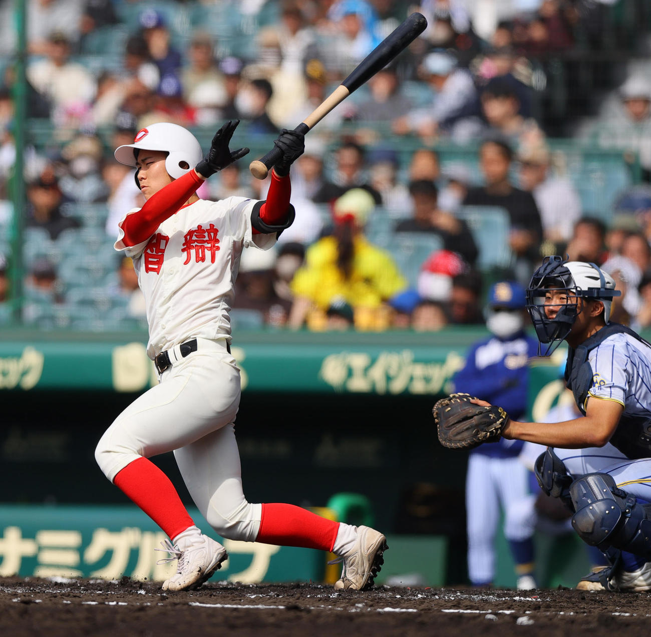 智弁和歌山対エナジックスポーツ　3回表智弁和歌山2死一、二塁、大谷は左前適時打を放つ（撮影・上山淳一）