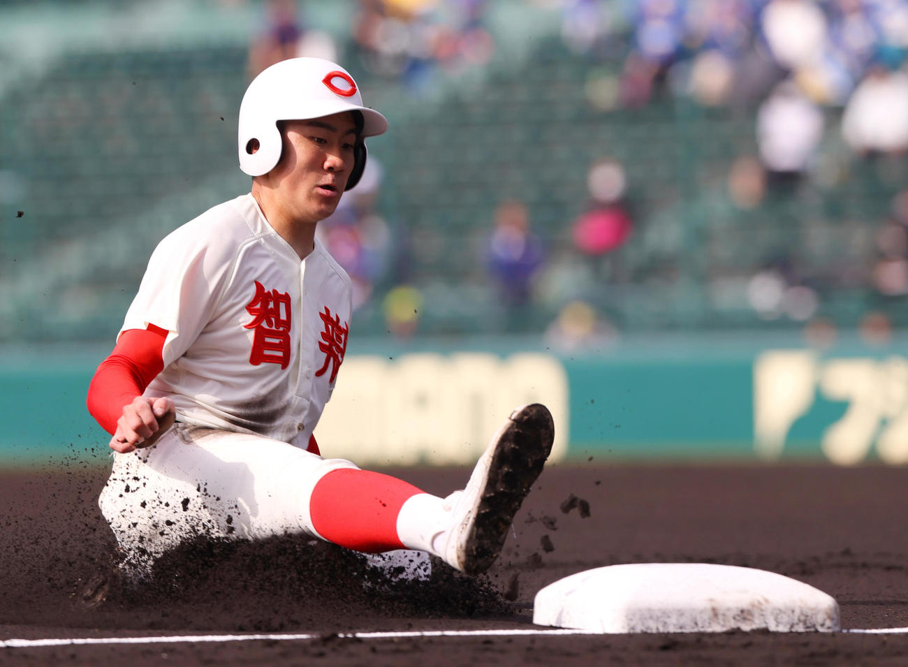 智弁和歌山対エナジックスポーツ　1回表智弁和歌山1死二塁、藤田は三盗を決める（撮影・上山淳一）