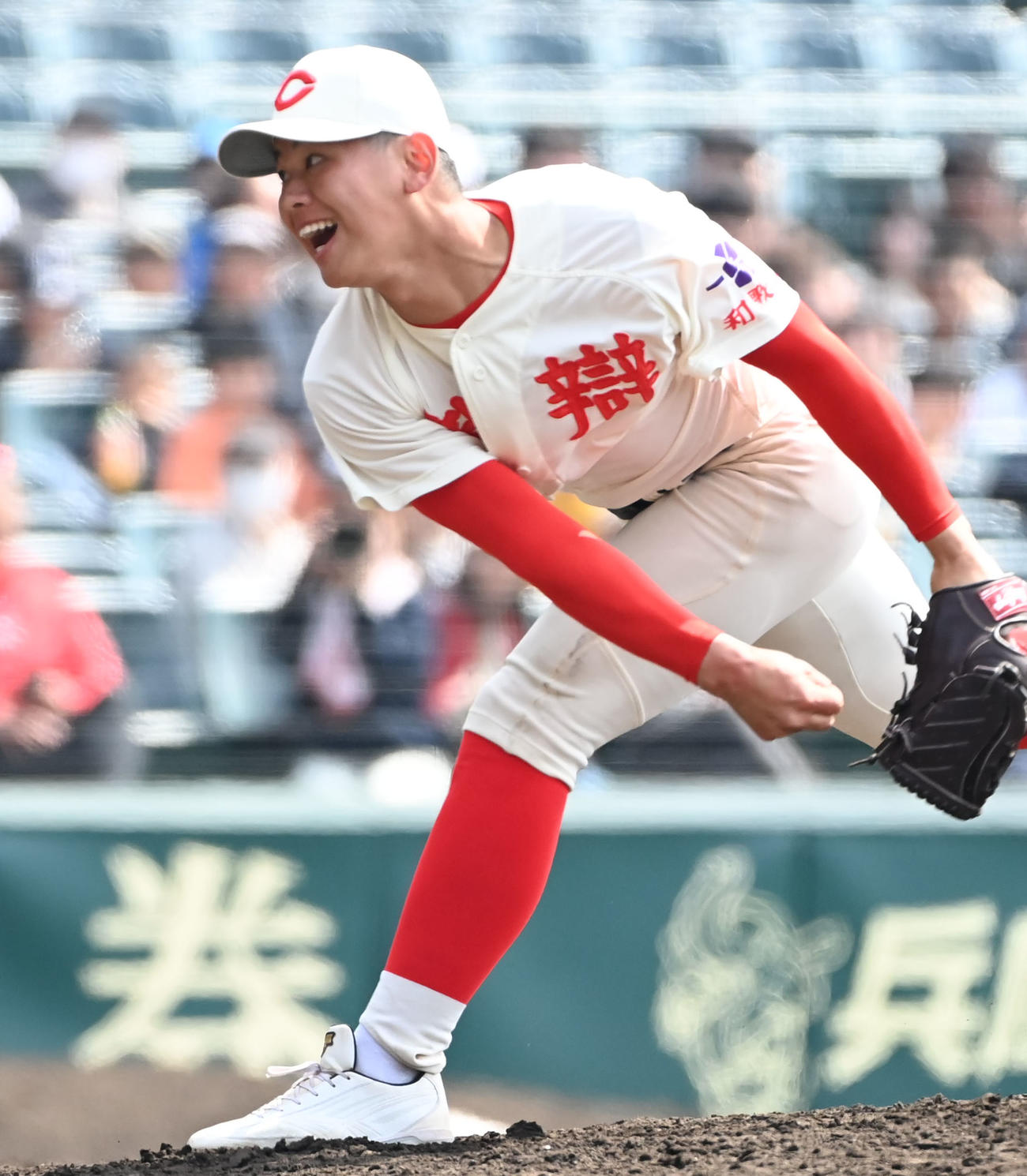 智弁和歌山対エナジックスポーツ　智弁和歌山2番手の田中（撮影・石井愛子）