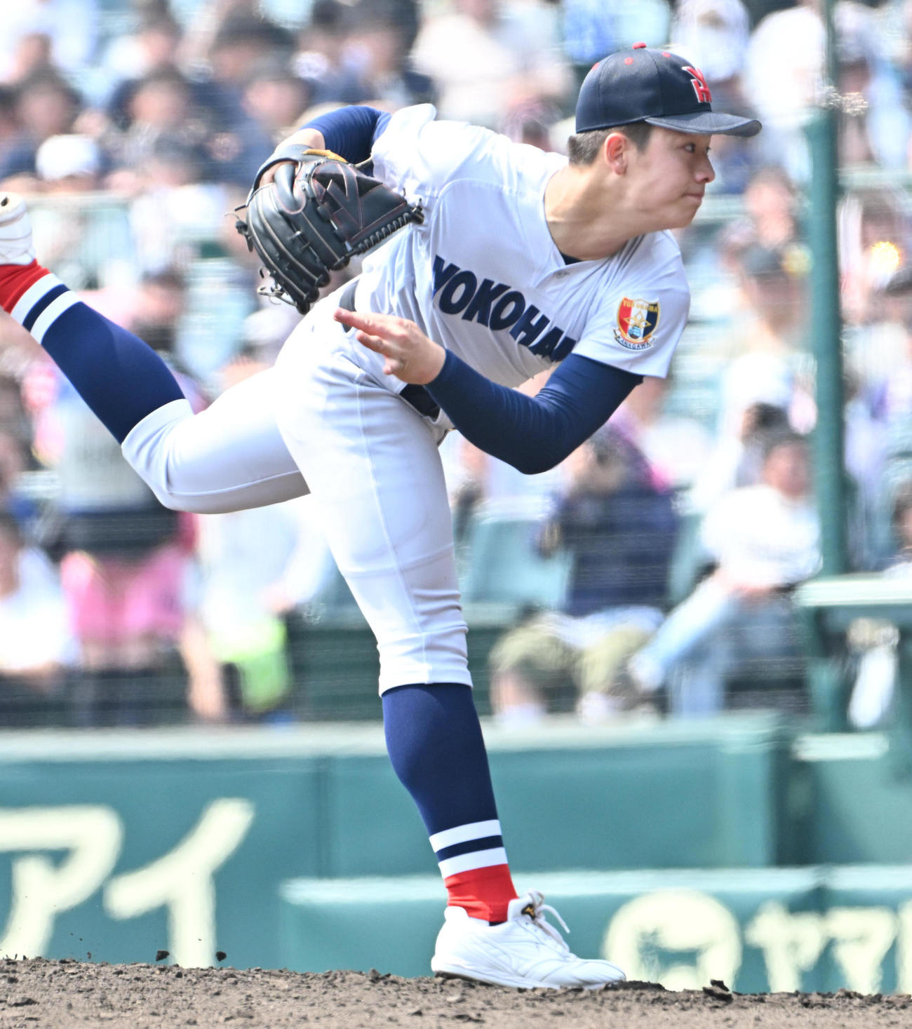 西日本短大付対横浜　横浜2番手の奥村（撮影・石井愛子）
