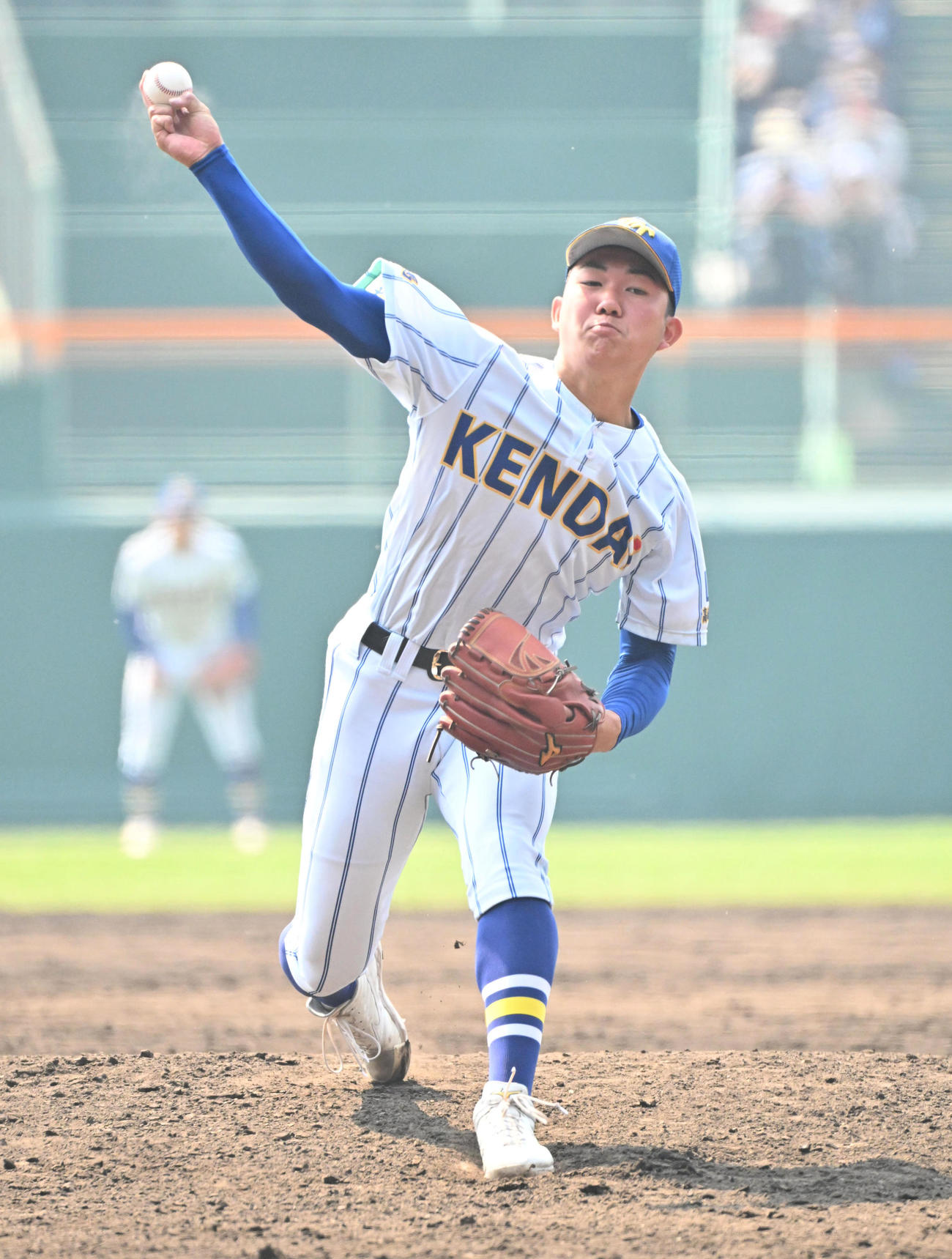 健大高崎対花巻東　力投する健大高崎の石垣（撮影・石井愛子）