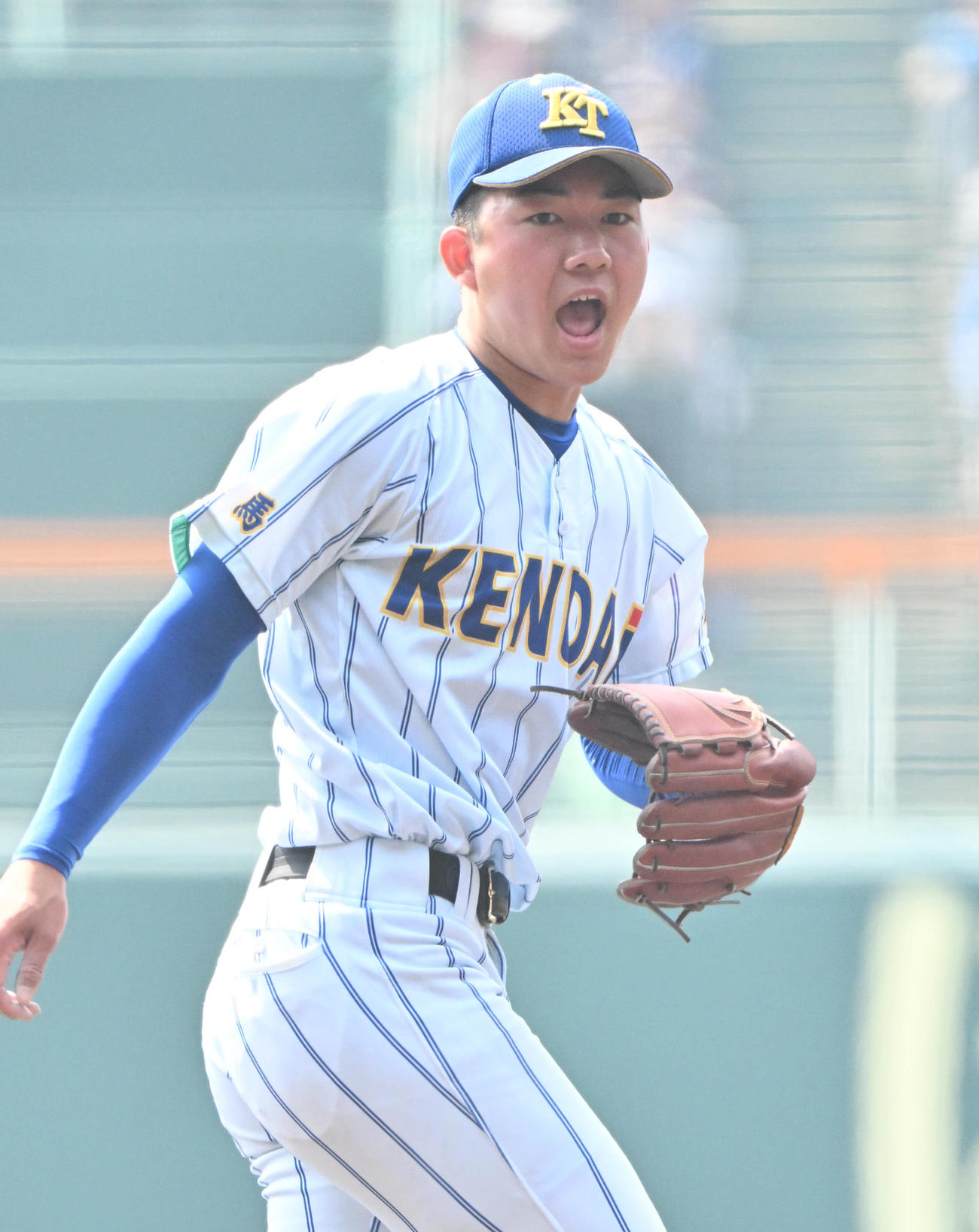 健大高崎対花巻東　花巻東に勝利し叫ぶ健大高崎の石垣（撮影・石井愛子）