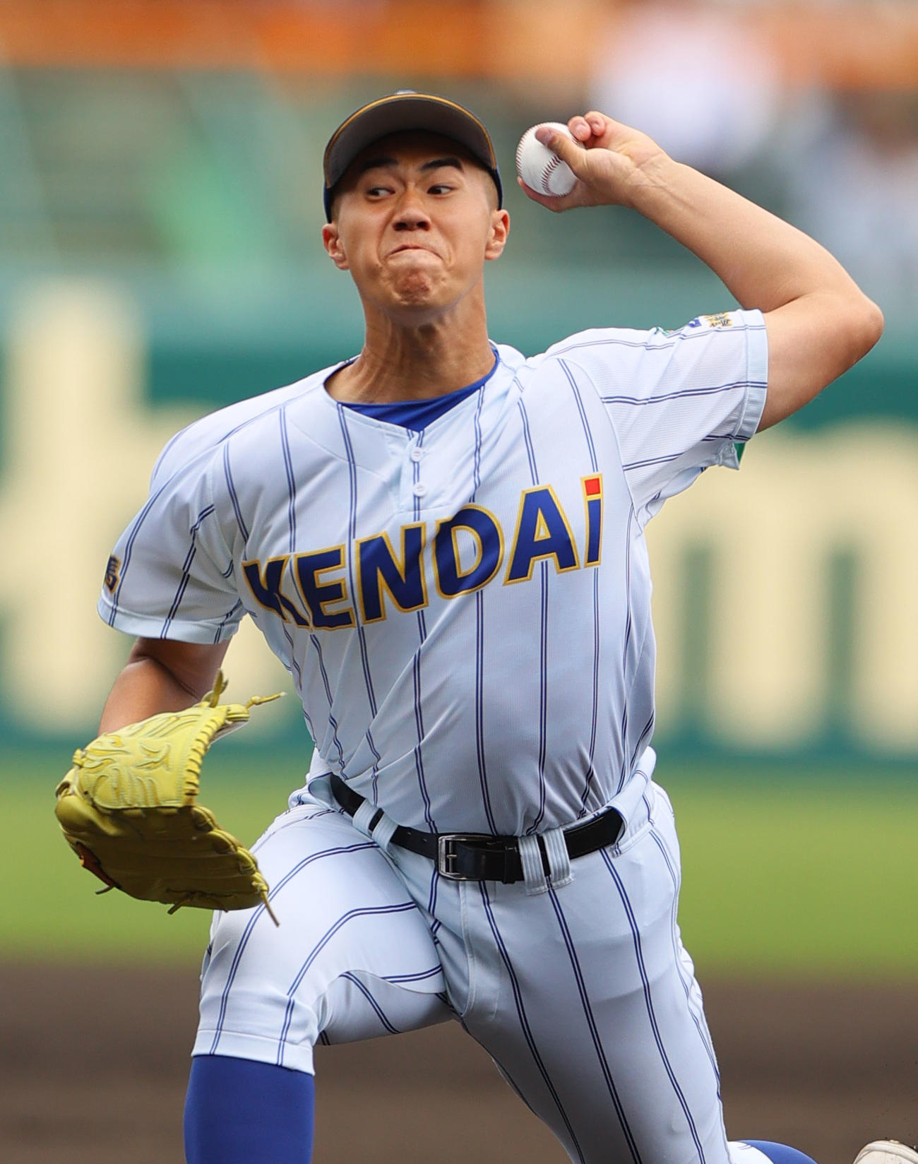 健大高崎対横浜　健大高崎先発の下重（撮影・上山淳一）