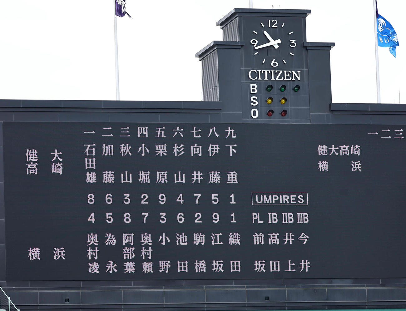 健大高崎対横浜　スタメン（撮影・上田博志）