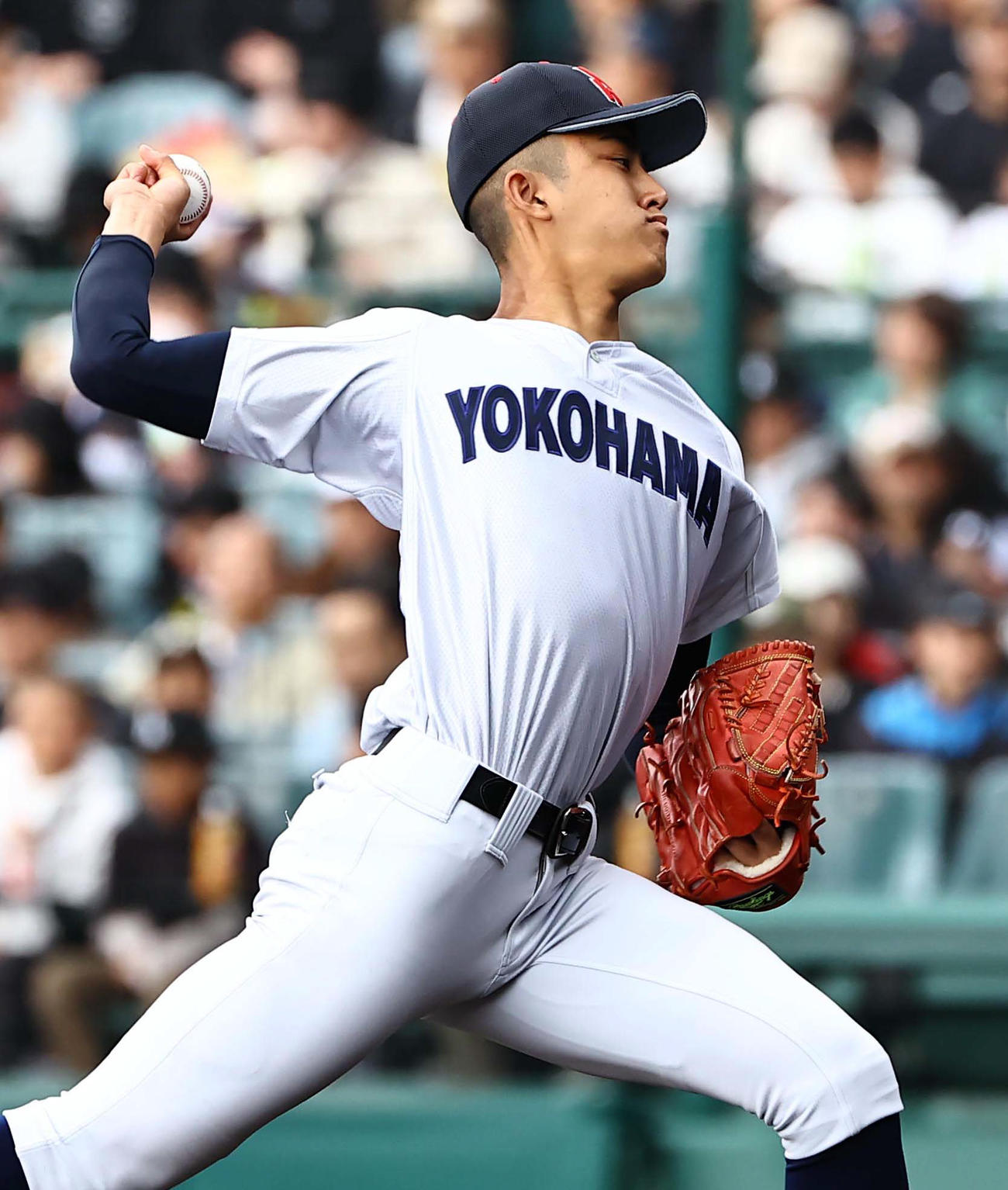 健大高崎対横浜　横浜先発の織田（撮影・上田博志）