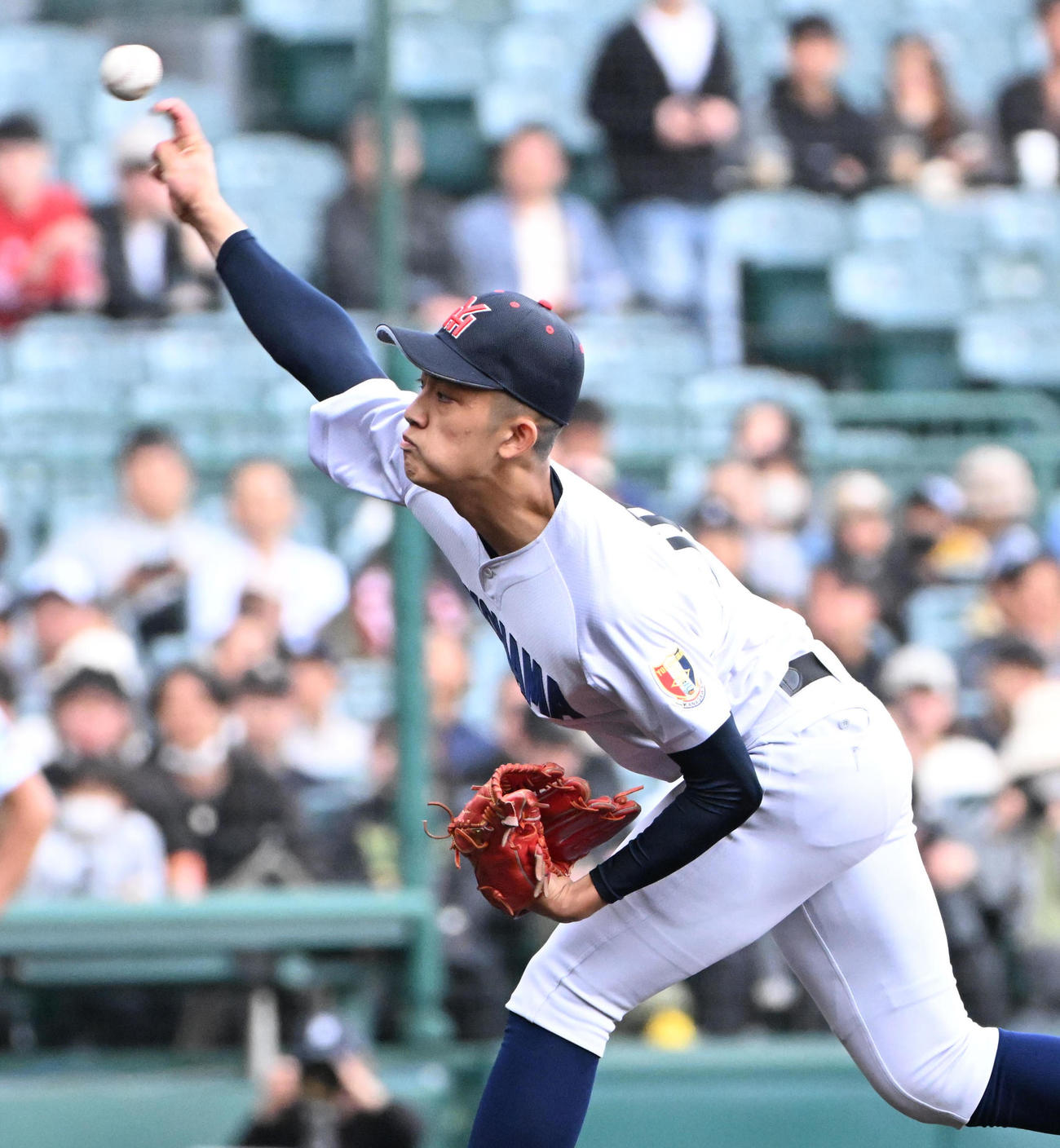 健大高崎対横浜　横浜先発の織田（撮影・石井愛子）