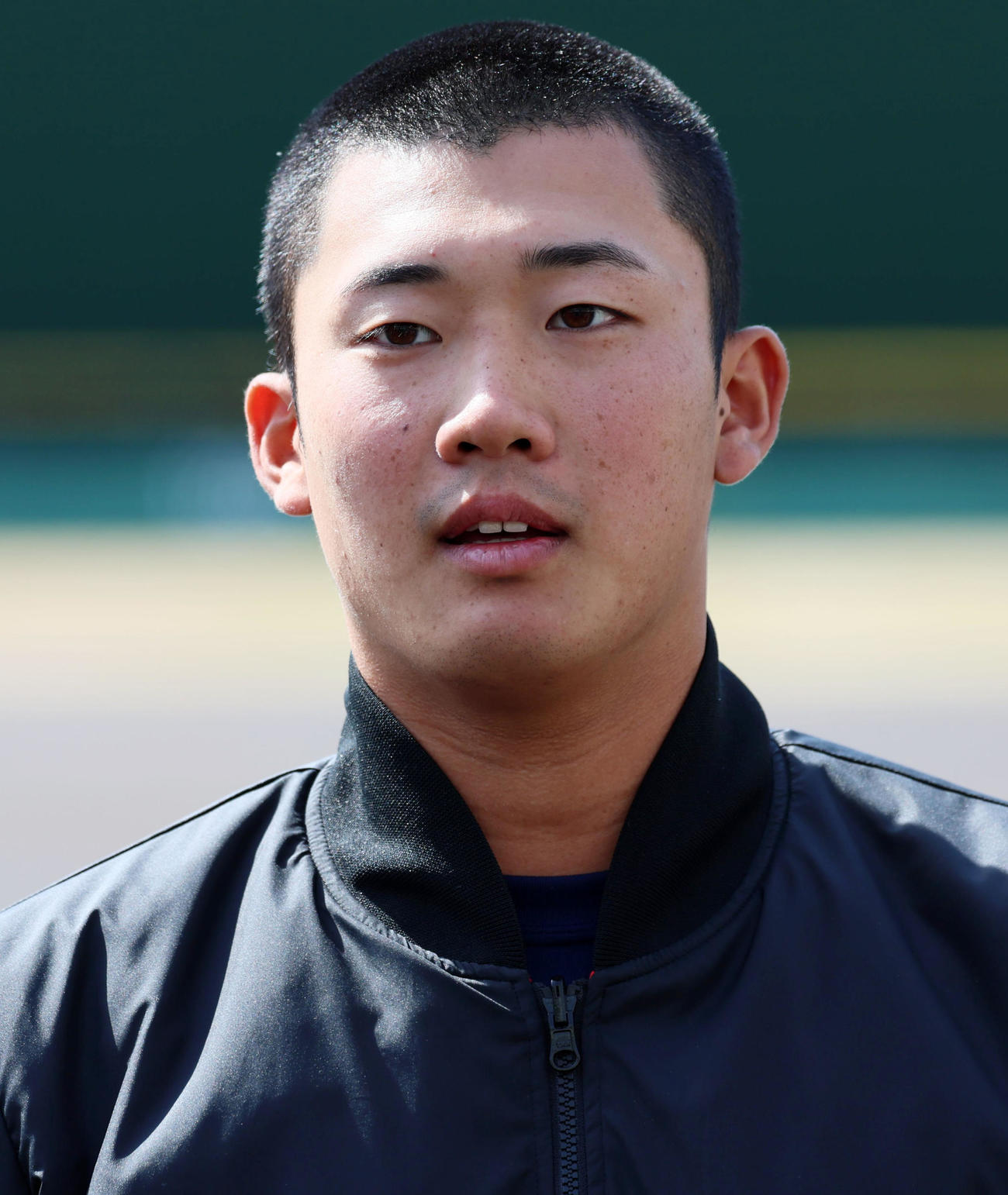 決勝を前に取材に対応した智弁和歌山・渡辺（撮影・加藤哉）