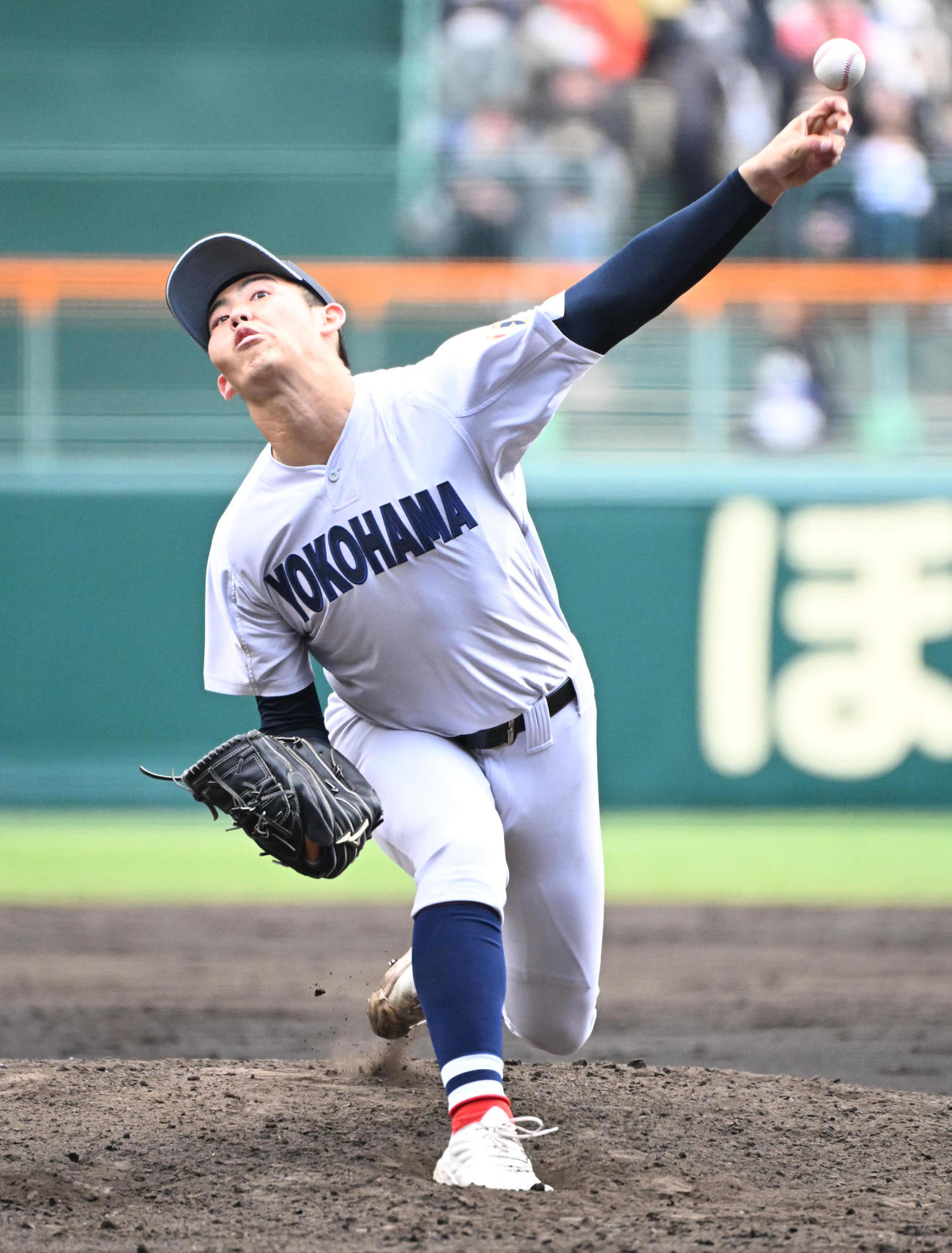 智弁和歌山対横浜　横浜2番手の片山大輔（撮影・石井愛子）