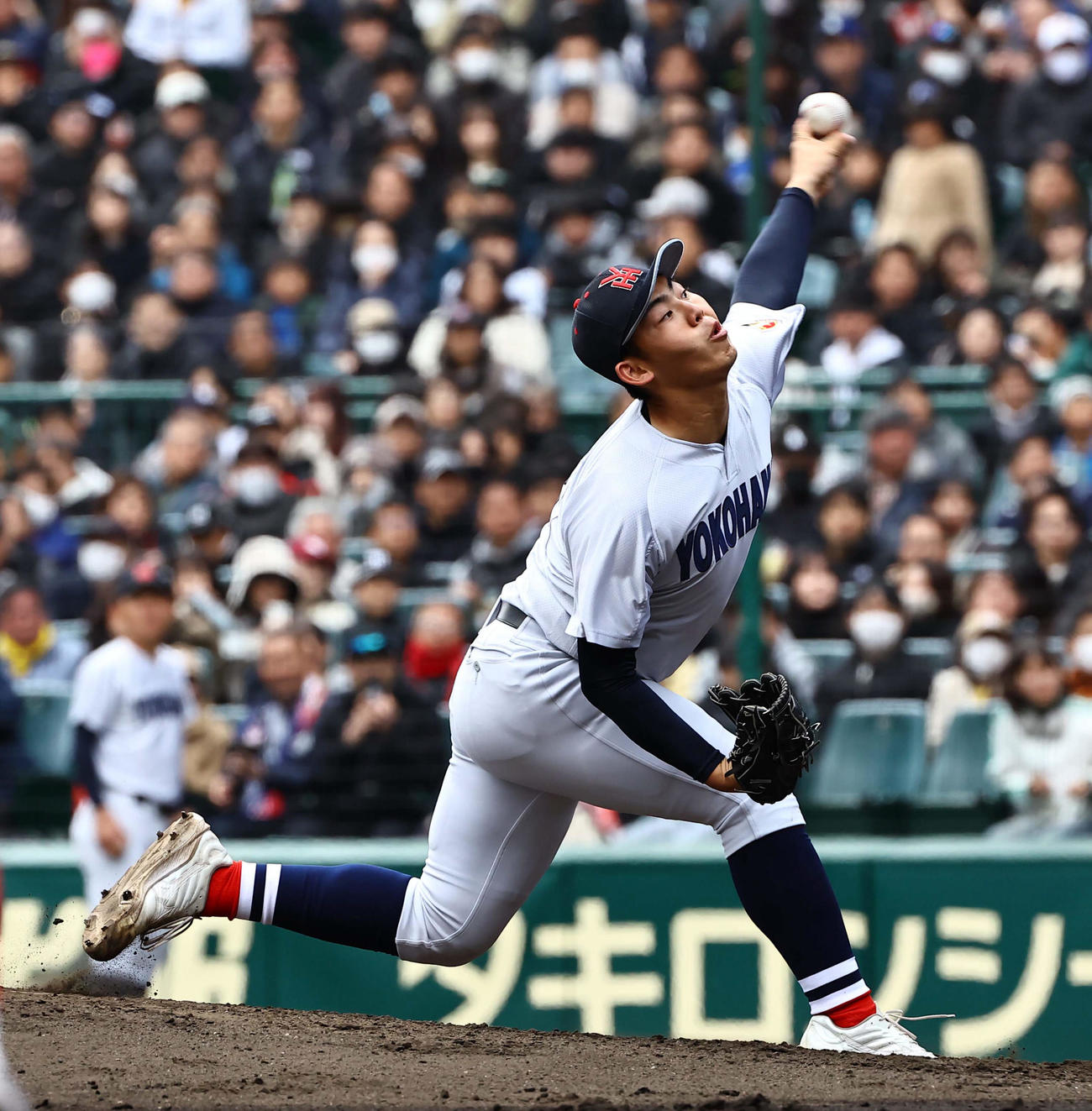 智弁和歌山対横浜　横浜2番手の片山（撮影・上田博志）