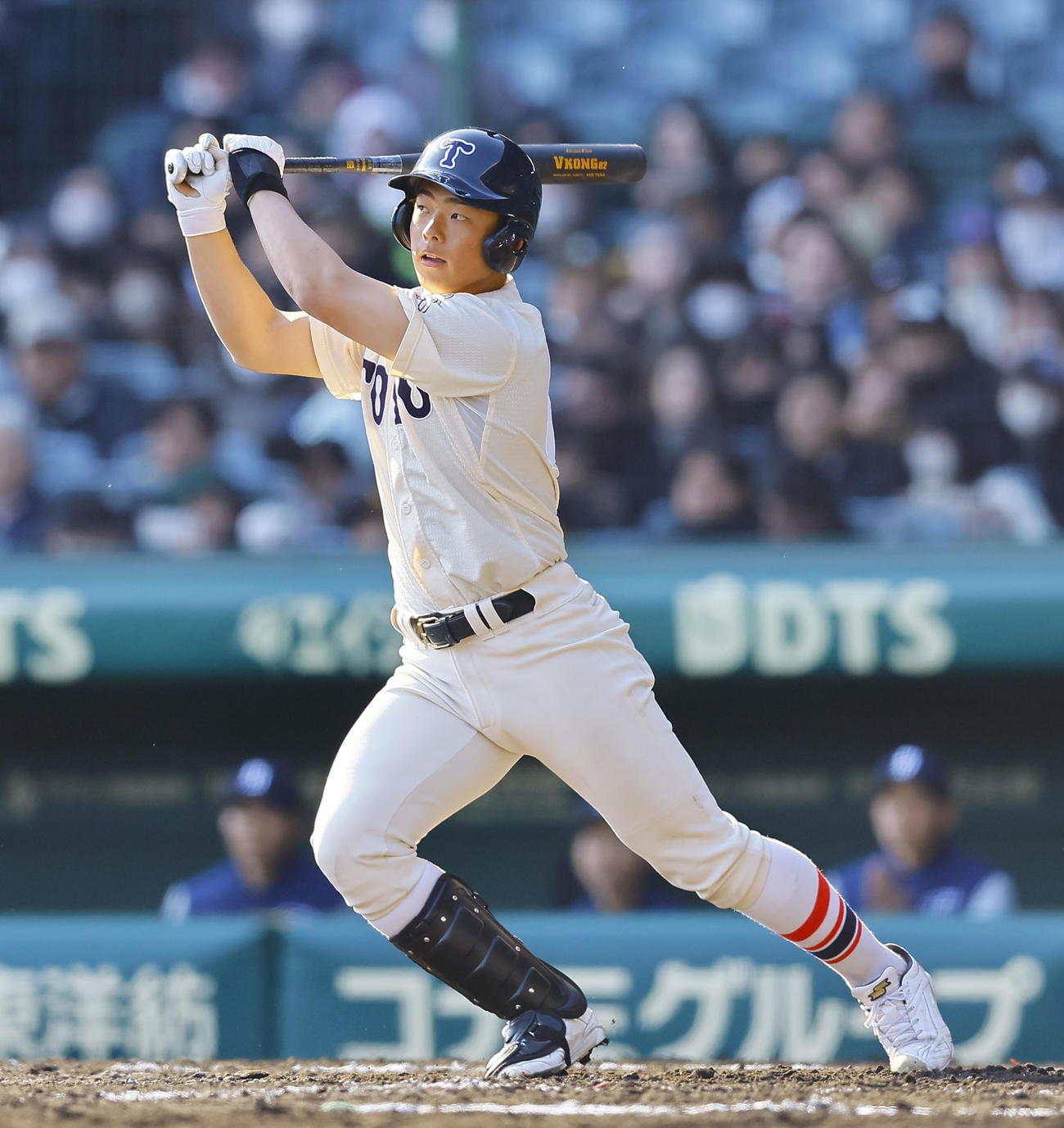 東洋大姫路対壱岐　5回表東洋大姫路1死三塁、木村は中前適時打を放つ（2025年3月20日撮影）