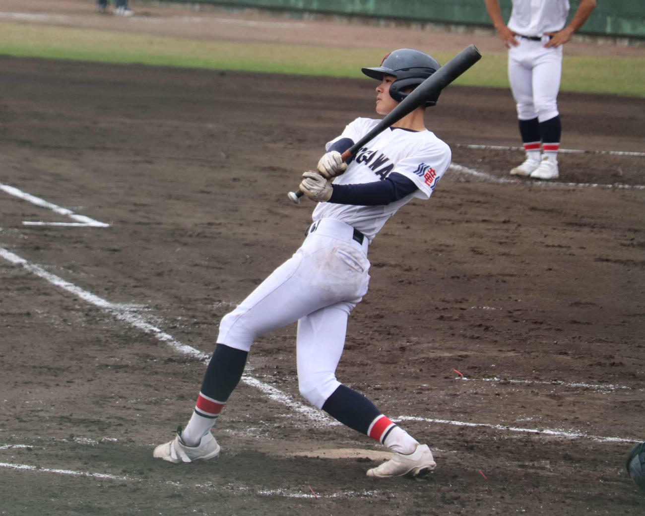 春季兵庫大会1回戦　社対滝川二　名字にあやかって、ヒガシマル醤油のCMテーマソングがスタンドで演奏された、滝川二・東丸（ひがしまる）（撮影・中島麗）
