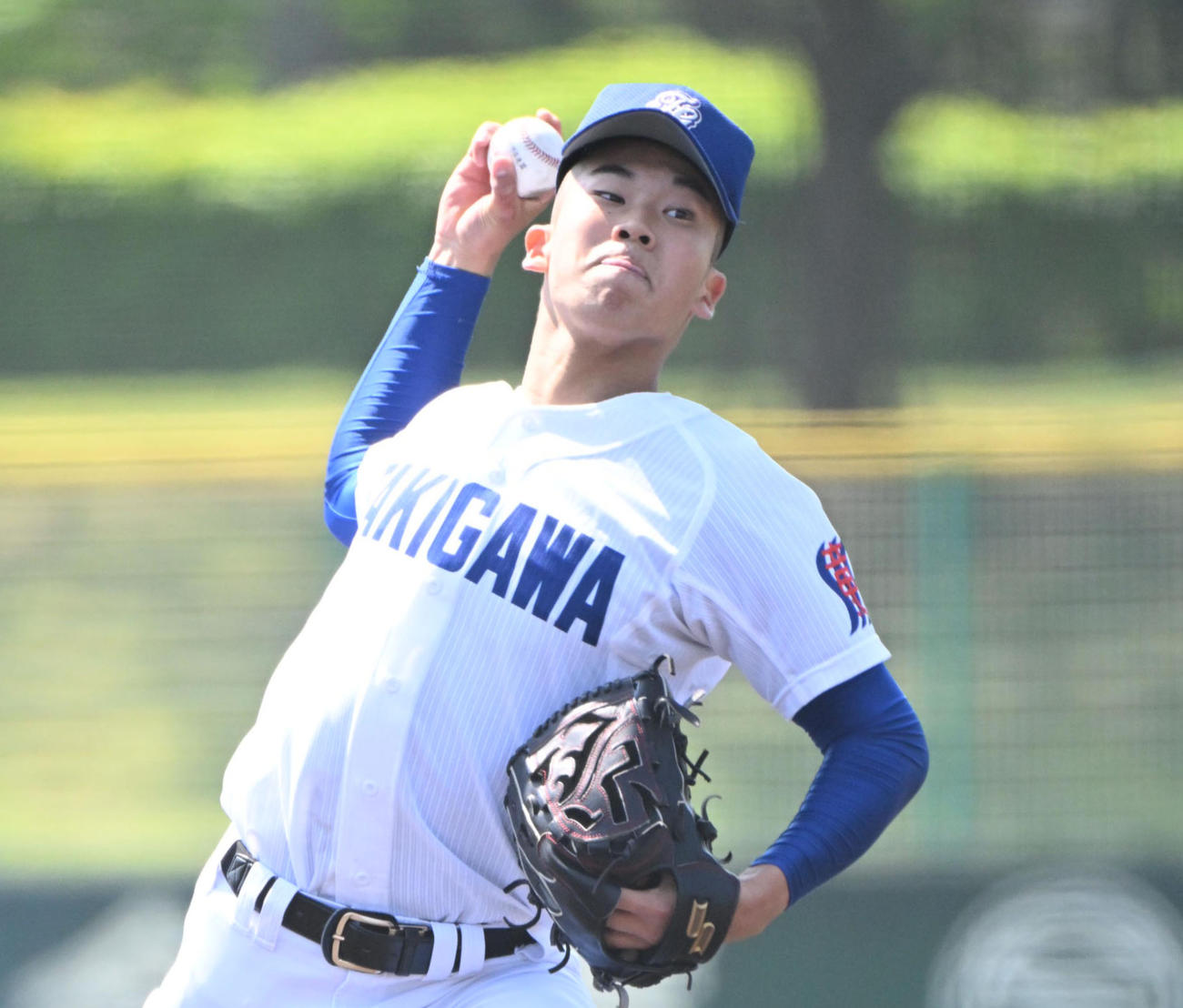 報徳対滝川　滝川先発の新井瑛太（撮影・石井愛子）
