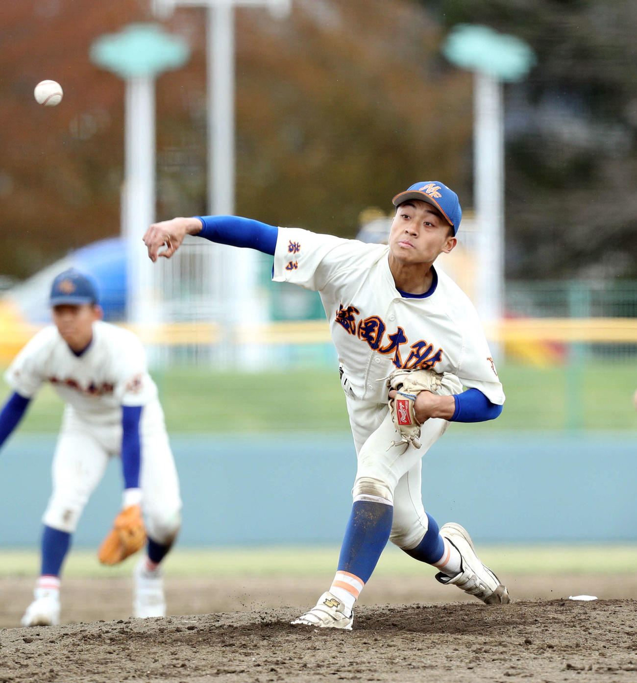 盛岡大付対盛岡商　3番手で登板し3回無失点の好救援をみせた盛岡大付・許（撮影・木村有優）