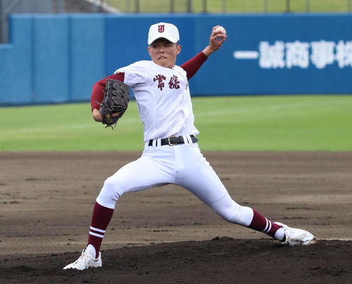 常総学院対東海大相模　先発する常総学院野口（撮影・寺本吏輝）