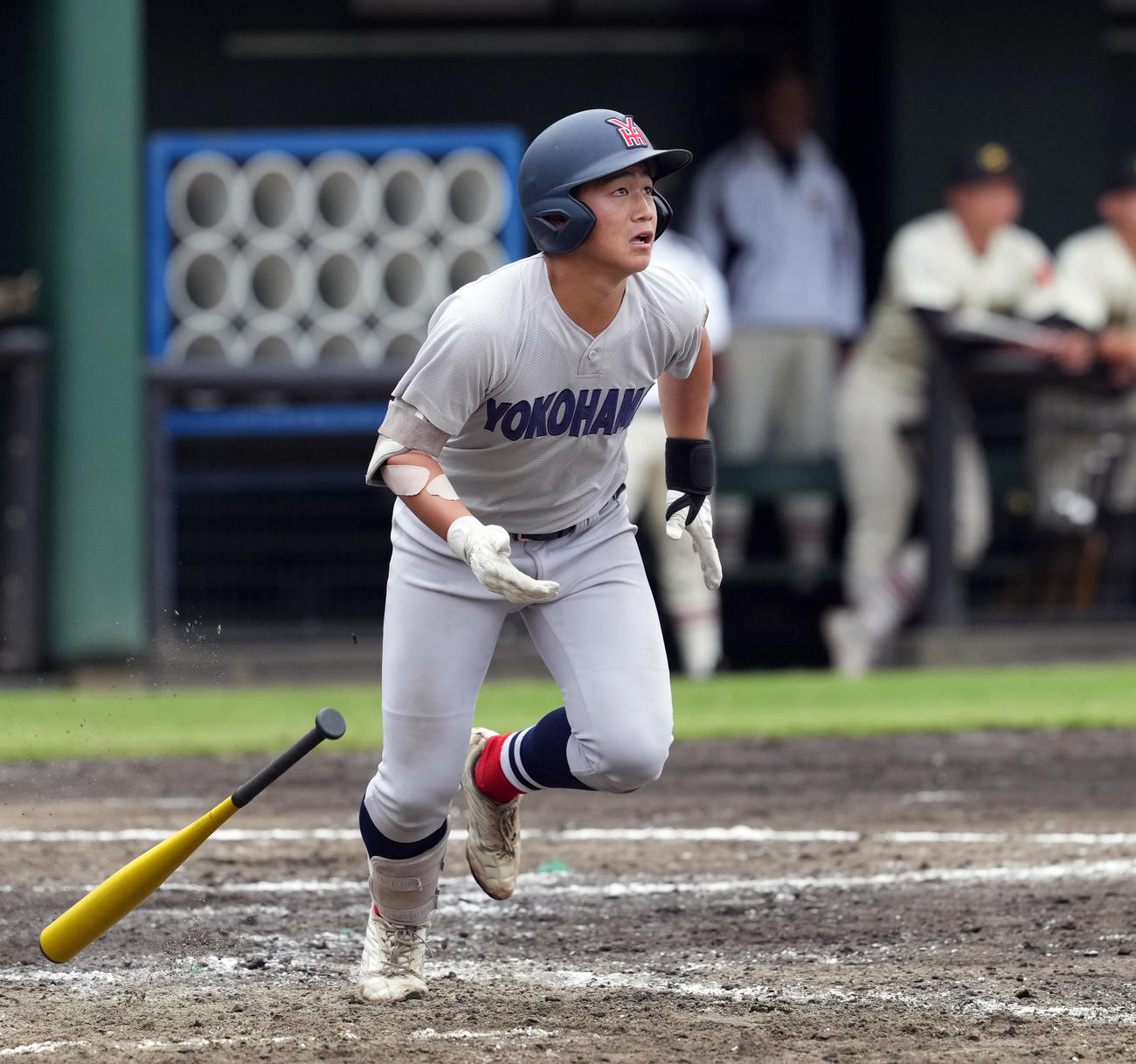 作新学院対横浜　5回裏横浜1死一塁、右越えに2点本塁打を放った奥村凌（撮影・たえ見朱実）