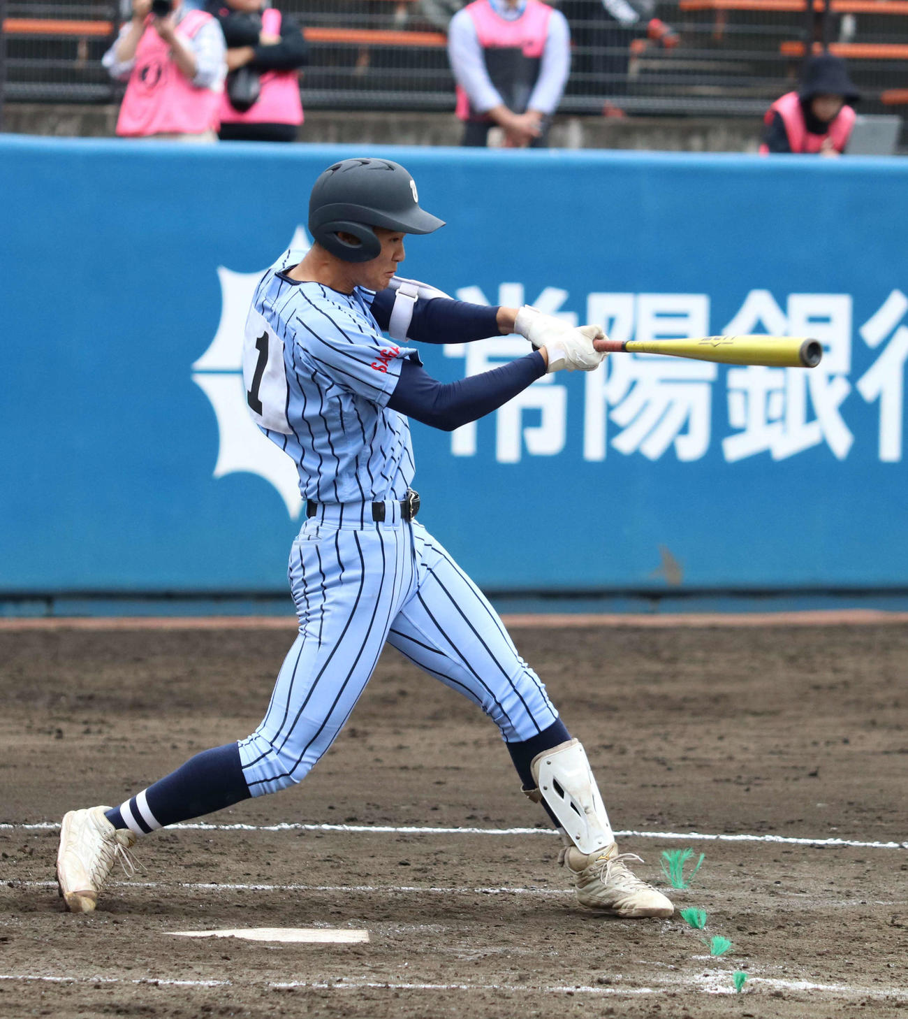 常総学院対東海大相模　2回裏東海大相模1死満塁、逆転の中適時打を放った福田（撮影・寺本吏輝）