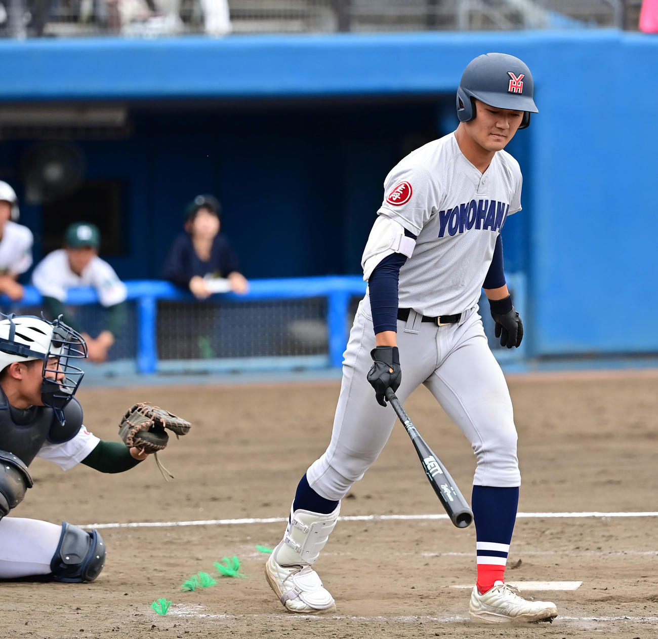 横浜対専大松戸　9回表横浜無死、四球を選ぶ代打出場の阿部葉（撮影・清水貴仁）