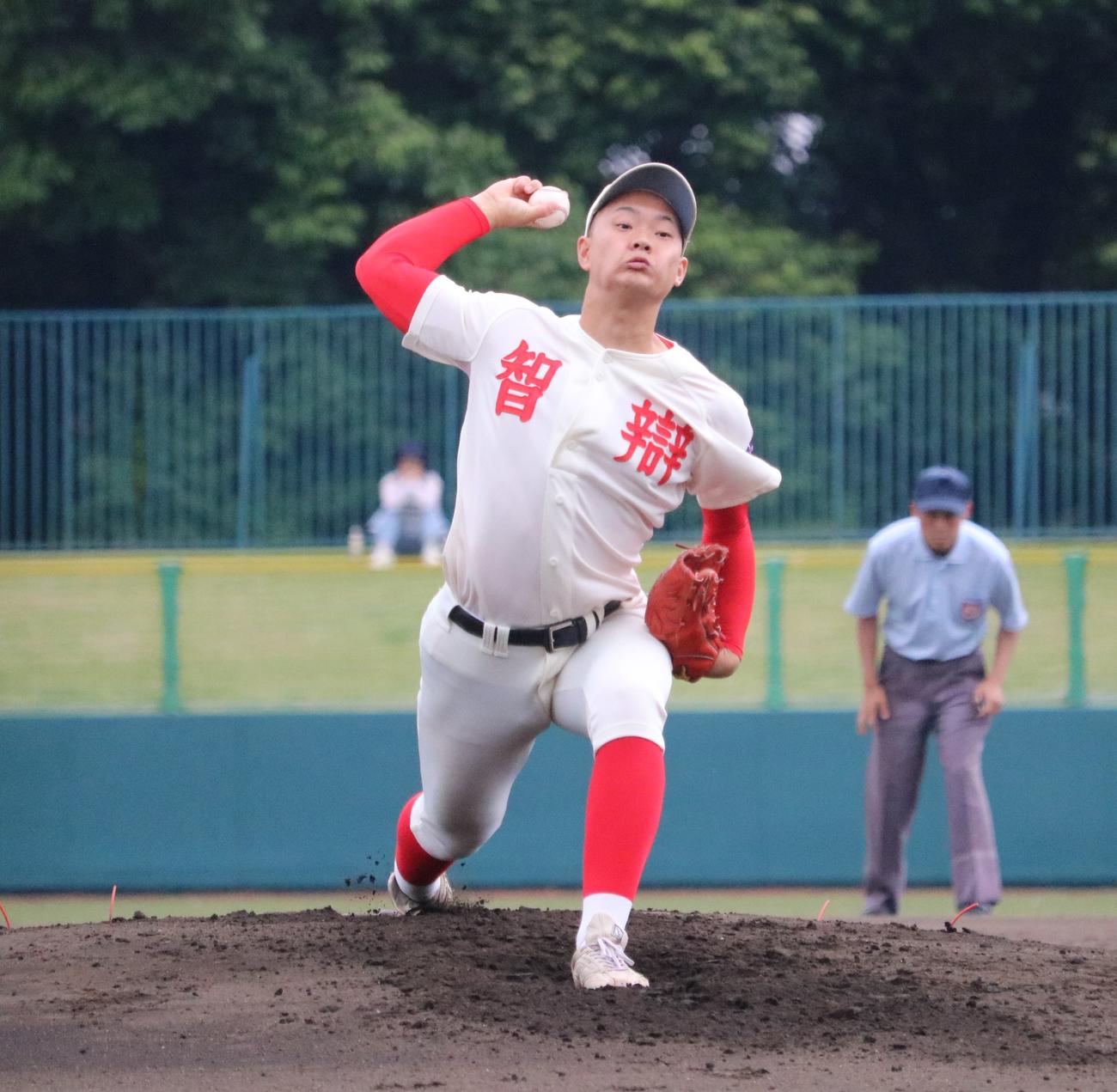 智弁和歌山先発の宮口（撮影・林亮佑）