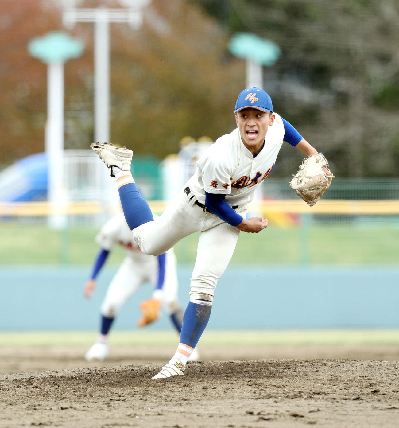 4月30日盛岡商戦、3番手で登板した盛岡大付・許（撮影・木村有優）