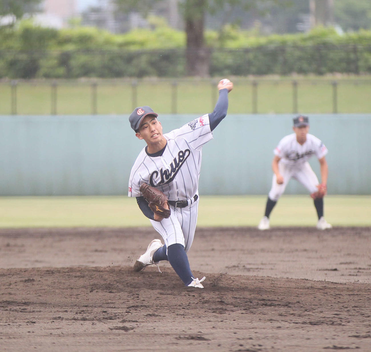 山形中央対山形城北　先発し力投をみせた山形中央・小坂（撮影・高橋香奈）
