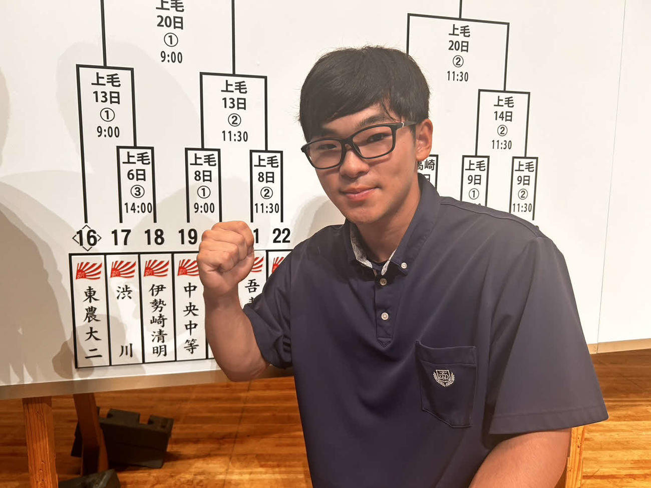 群馬大会の抽選会に臨んだ東農大二の佐藤主将（撮影・平山連）