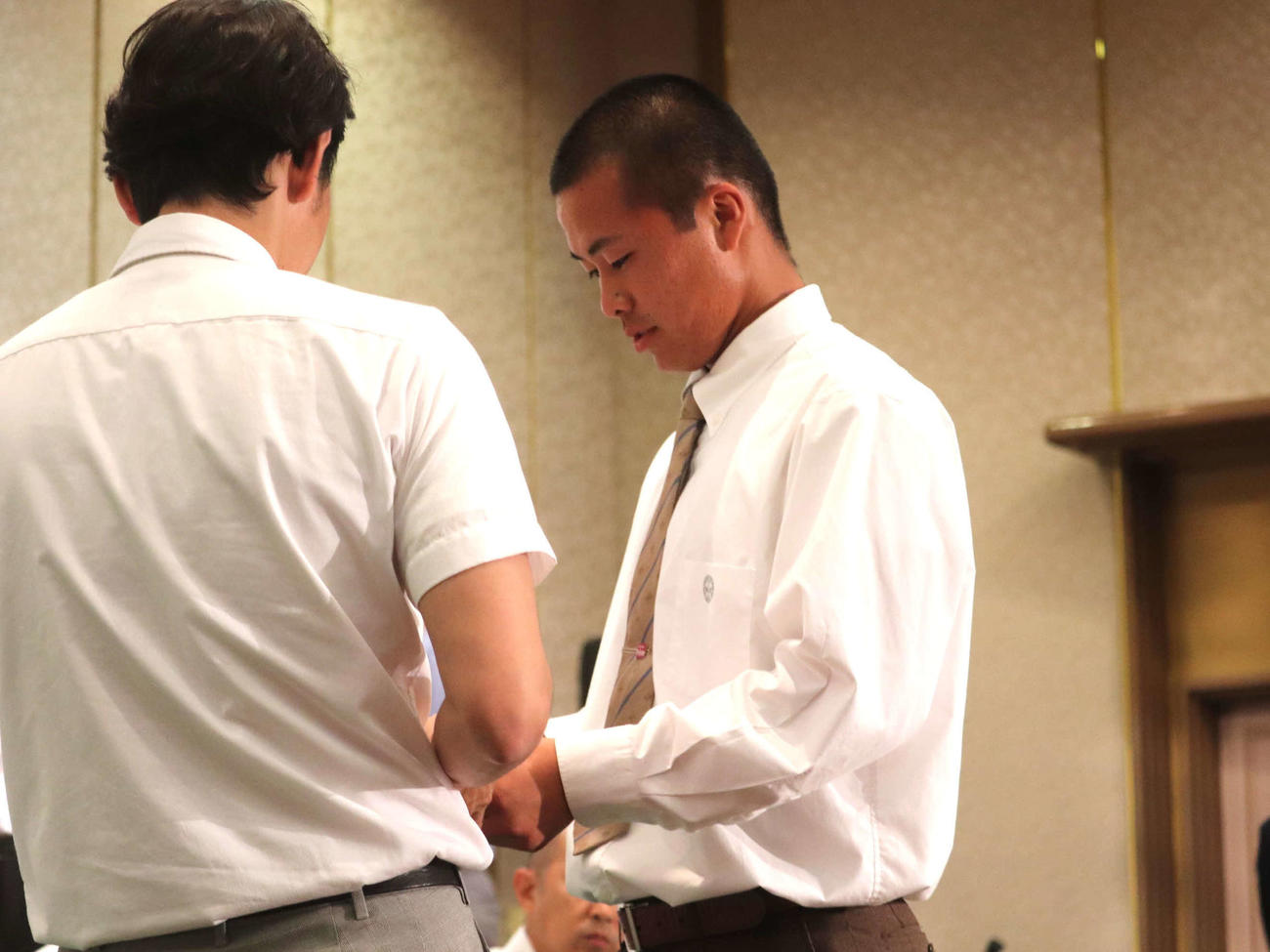 大阪大会組み合わせ抽選会に出席した、大阪桐蔭の主将・中野（撮影・中島麗）