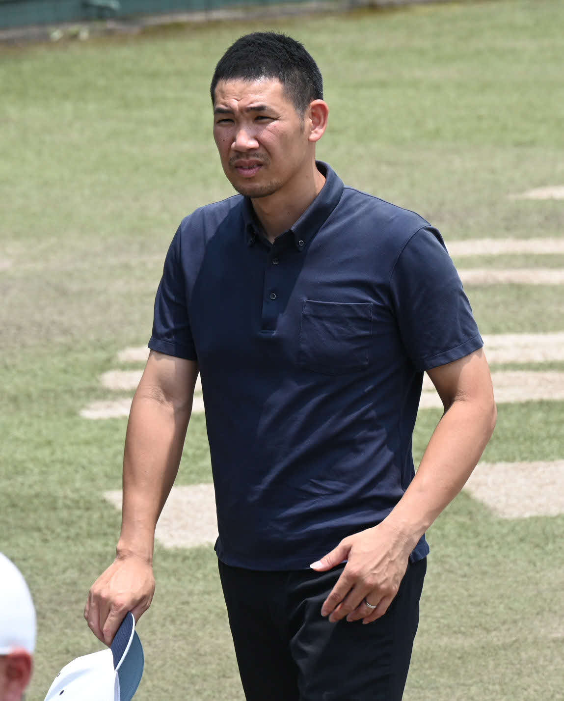 浮羽工対福岡西陵　福岡西陵の甲斐責任教師（撮影・林敢治）