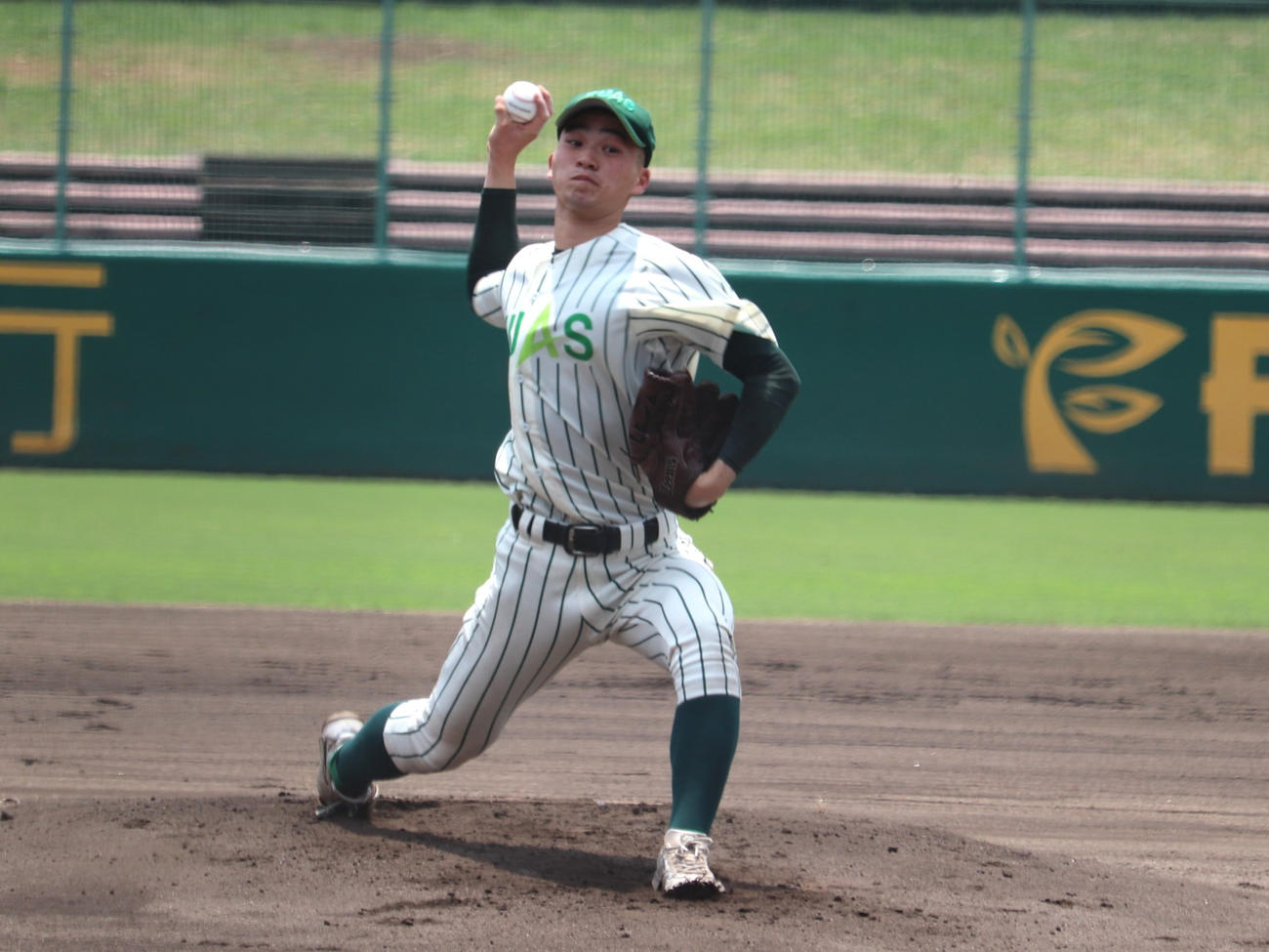 京都大会1回戦　海洋対京都先端科学大付　先発した、京都先端大付の黒田（撮影・中島麗）